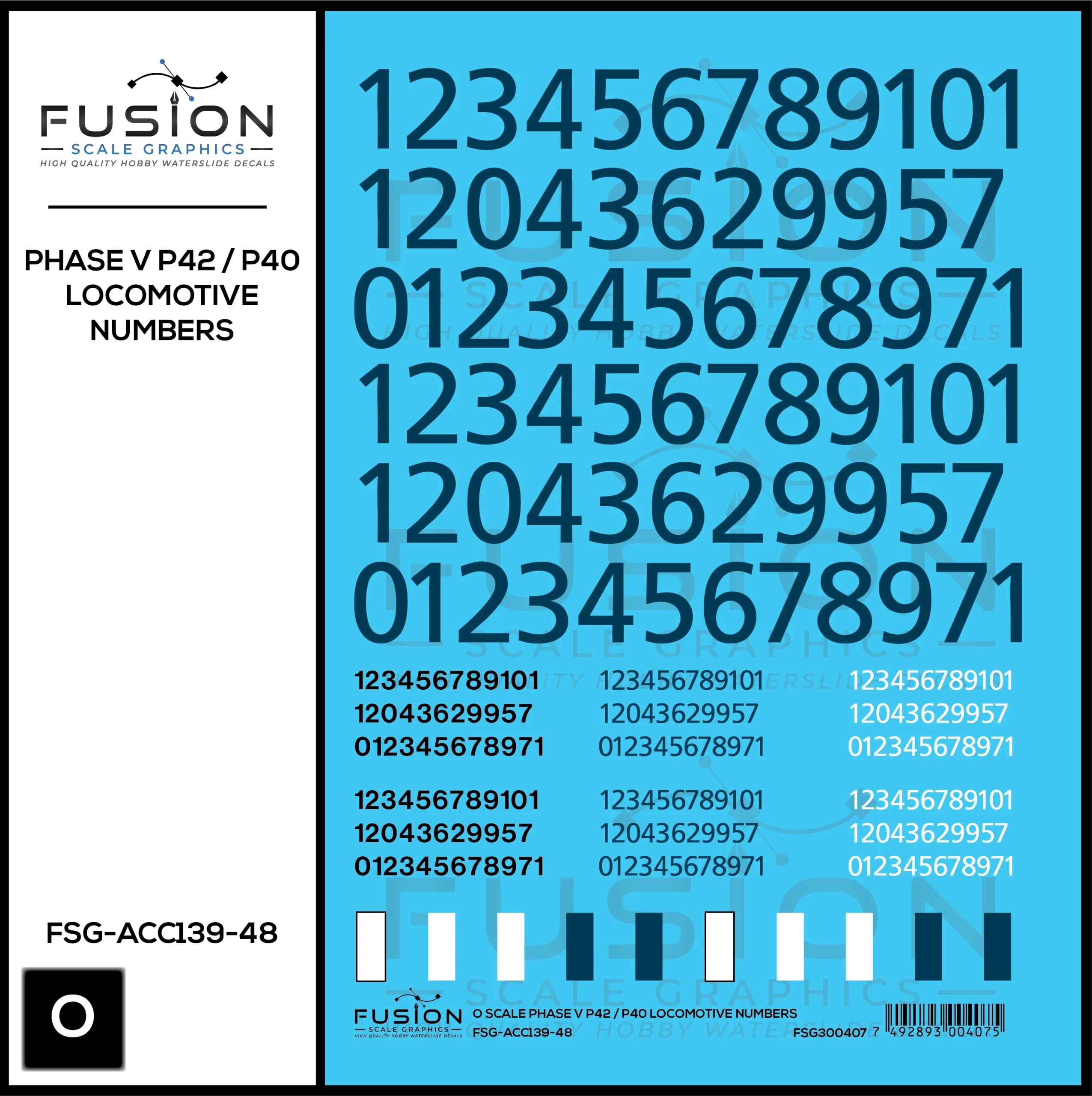 O Scale Phase V P42 / P40 Locomotives Decal Set - Fusion Scale Graphics