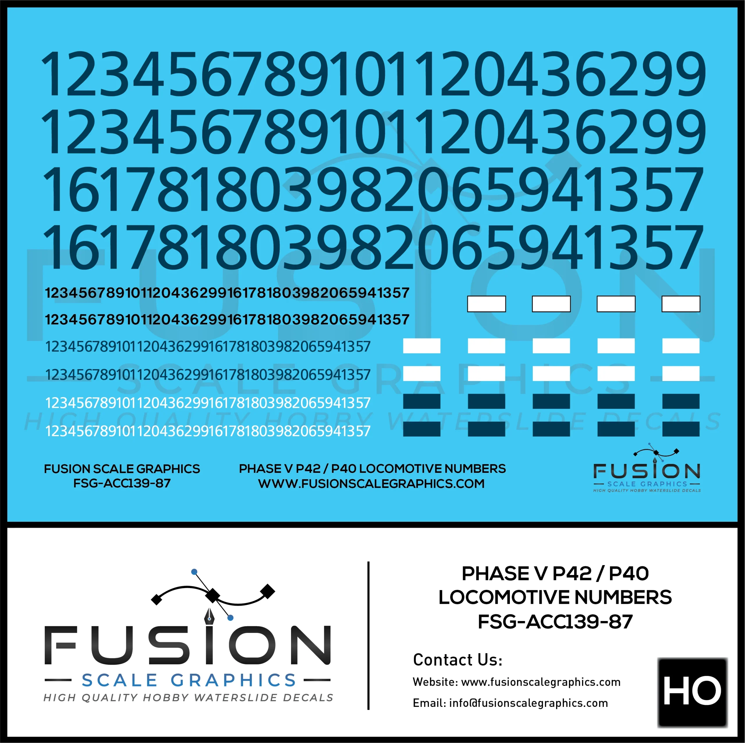 HO Scale Phase V P42 / P40 Locomotives Decal Set - Fusion Scale Graphics