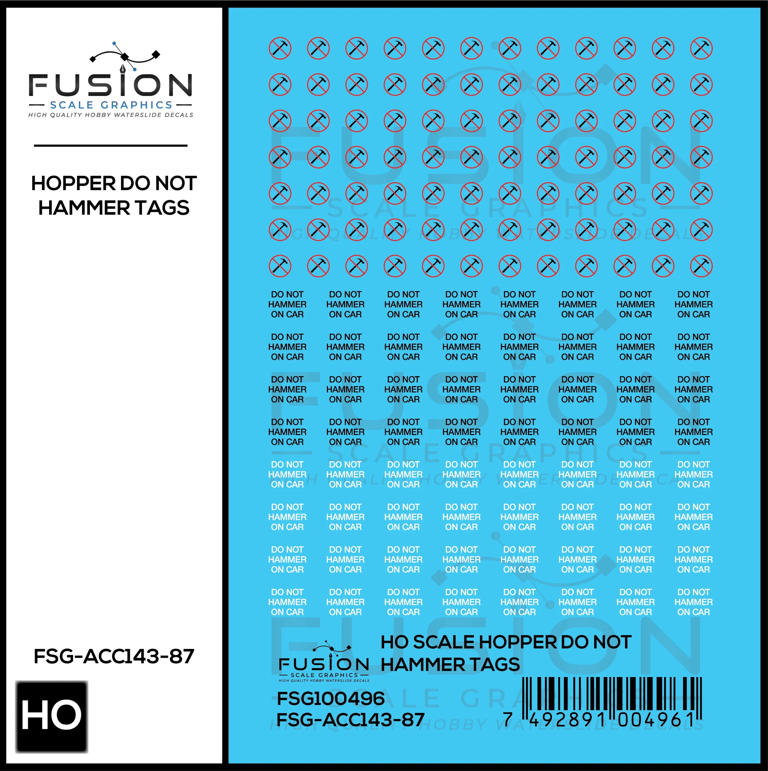 HO Scale Covered Hopper Do Not Hammer Tags Decal Set - Fusion Scale Graphics