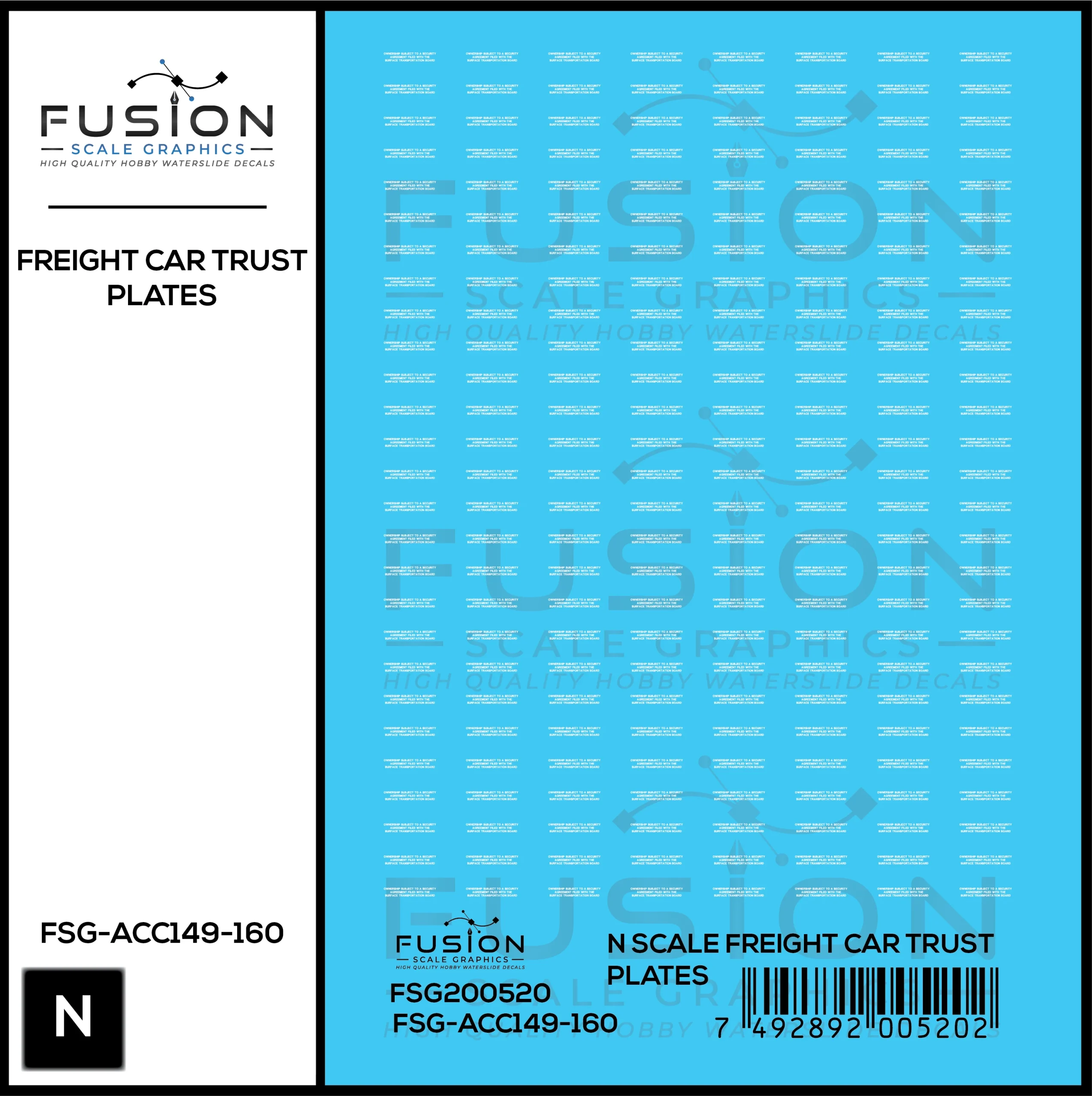 N Scale Freight Car Trust Plates White Decal Set - Fusion Scale Graphics