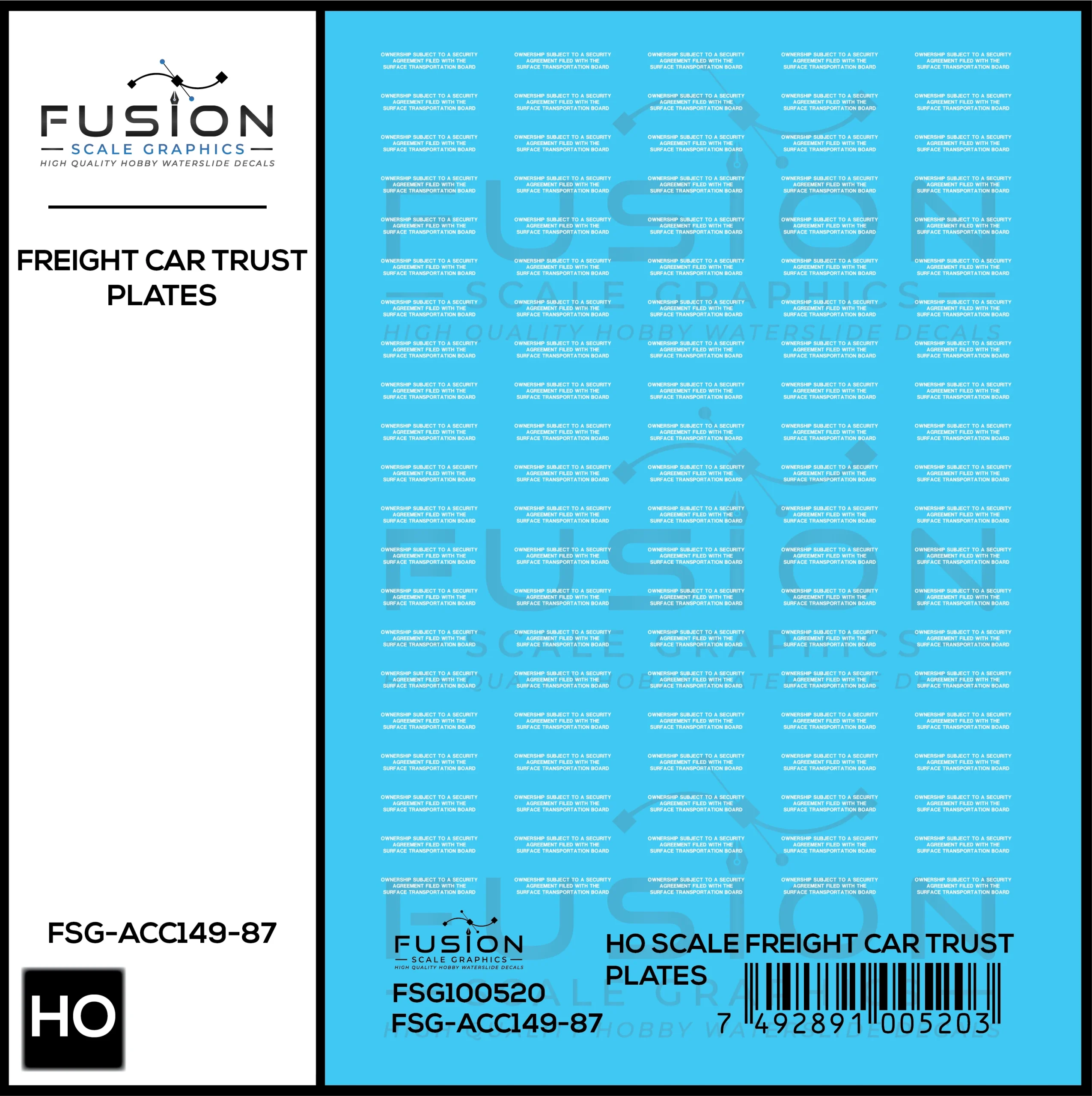 HO Scale Freight Car Trust Plates White Decal Set - Fusion Scale Graphics