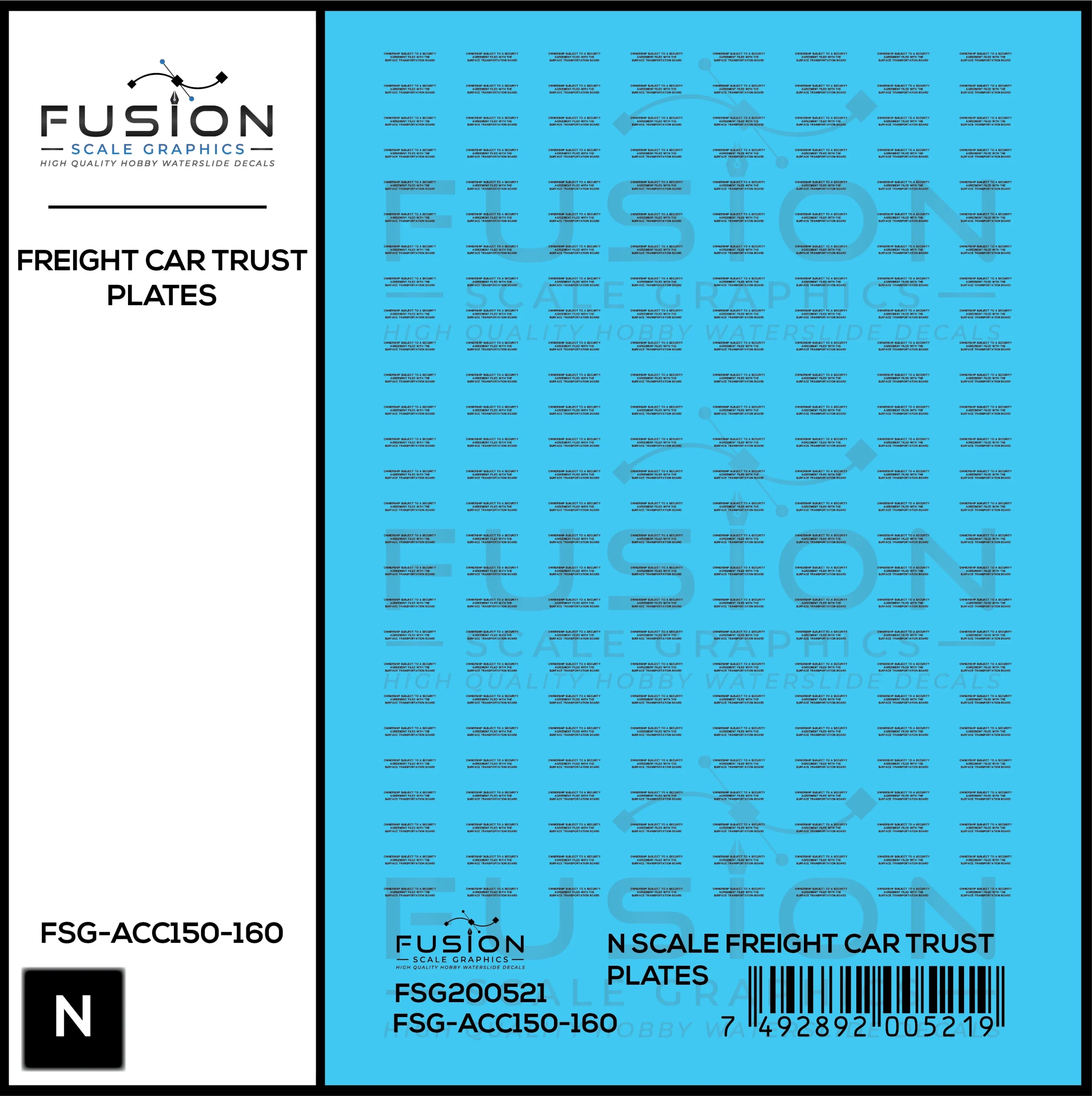 N Scale Freight Car Trust Plates Black Decal Set - Fusion Scale Graphics