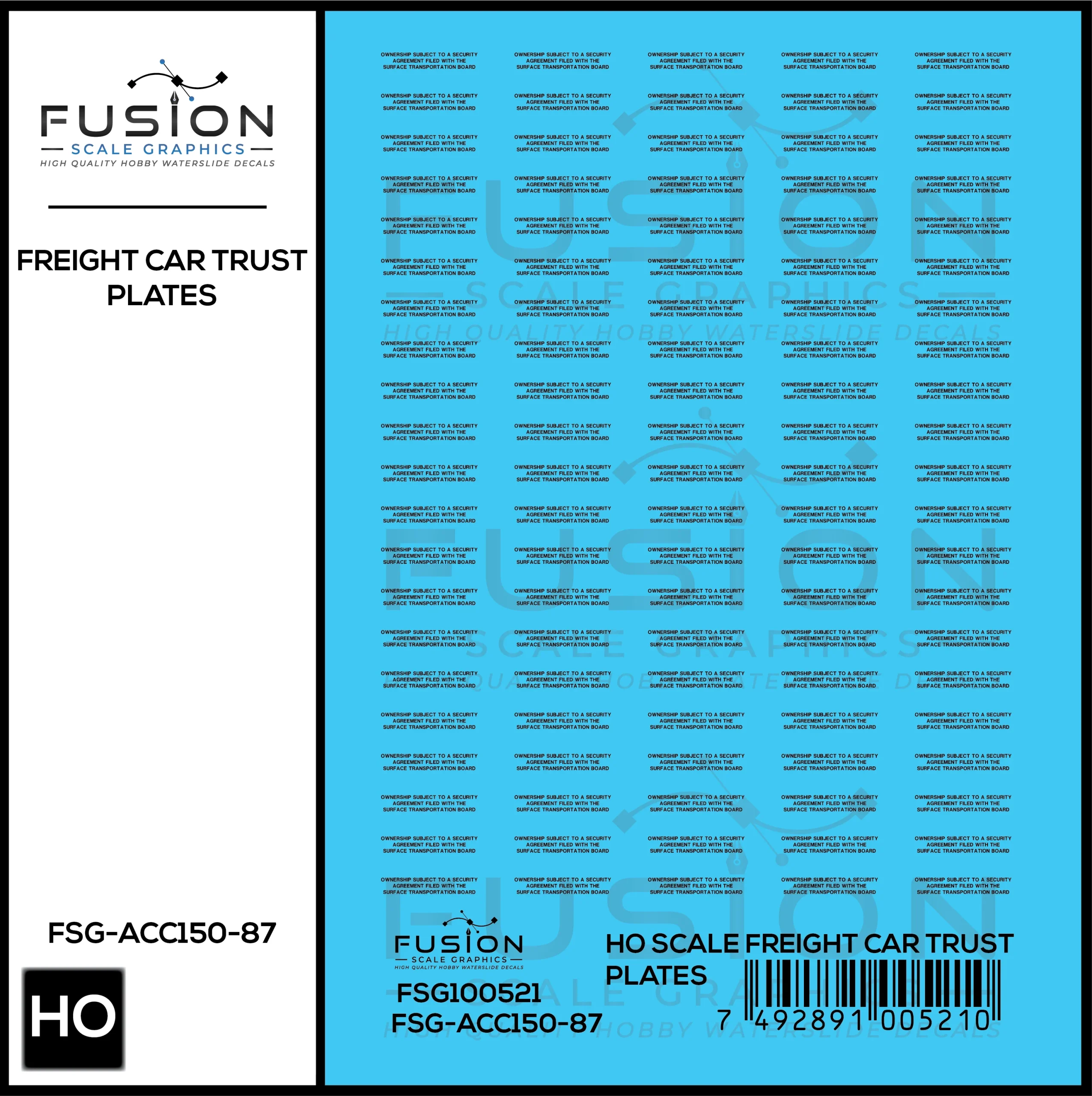 HO Scale Freight Car Trust Plates Black Decal Set - Fusion Scale Graphics