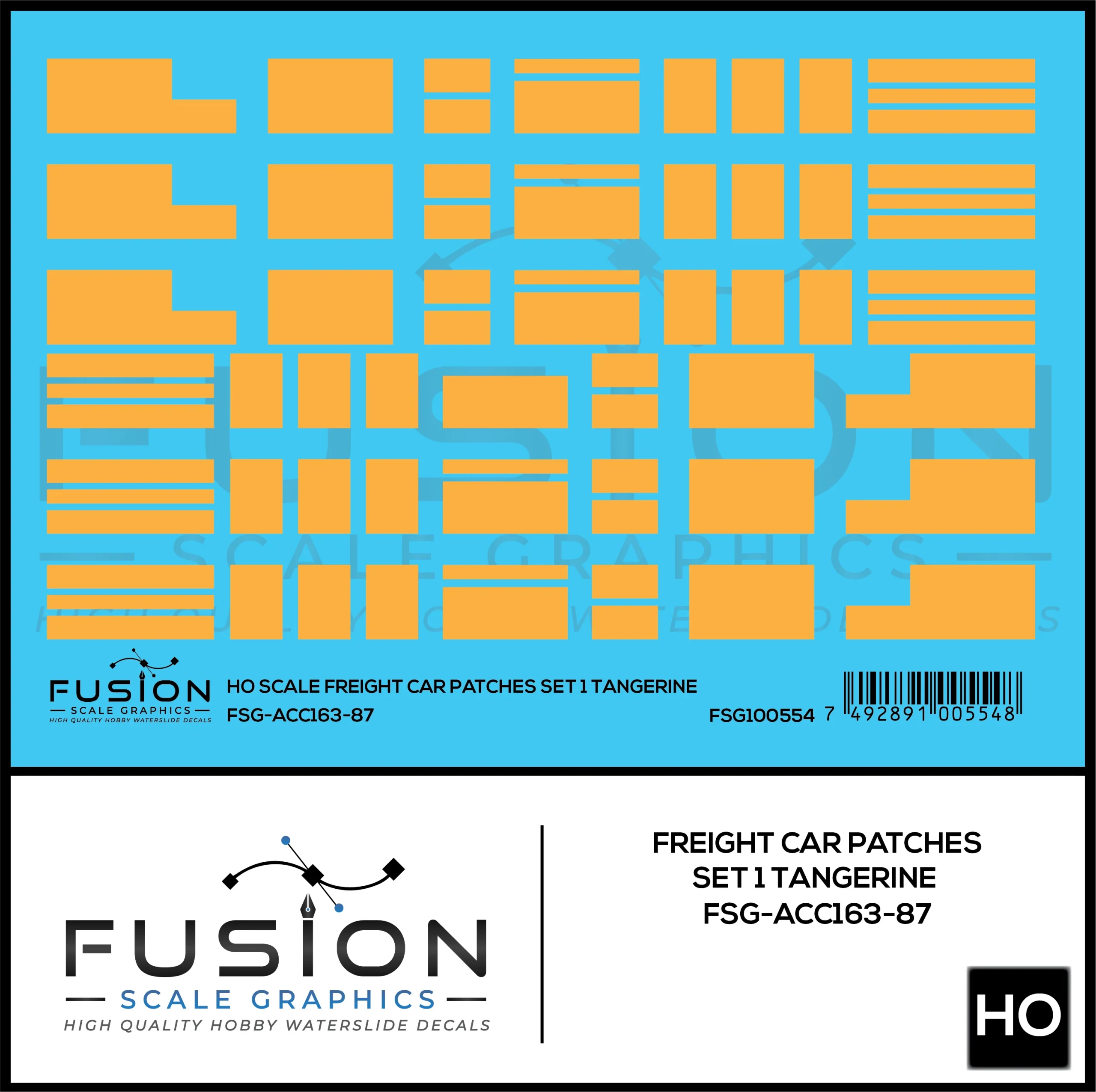 HO Scale Freight Car Patches Set 1 Tangerine Decal Set - Fusion Scale Graphics