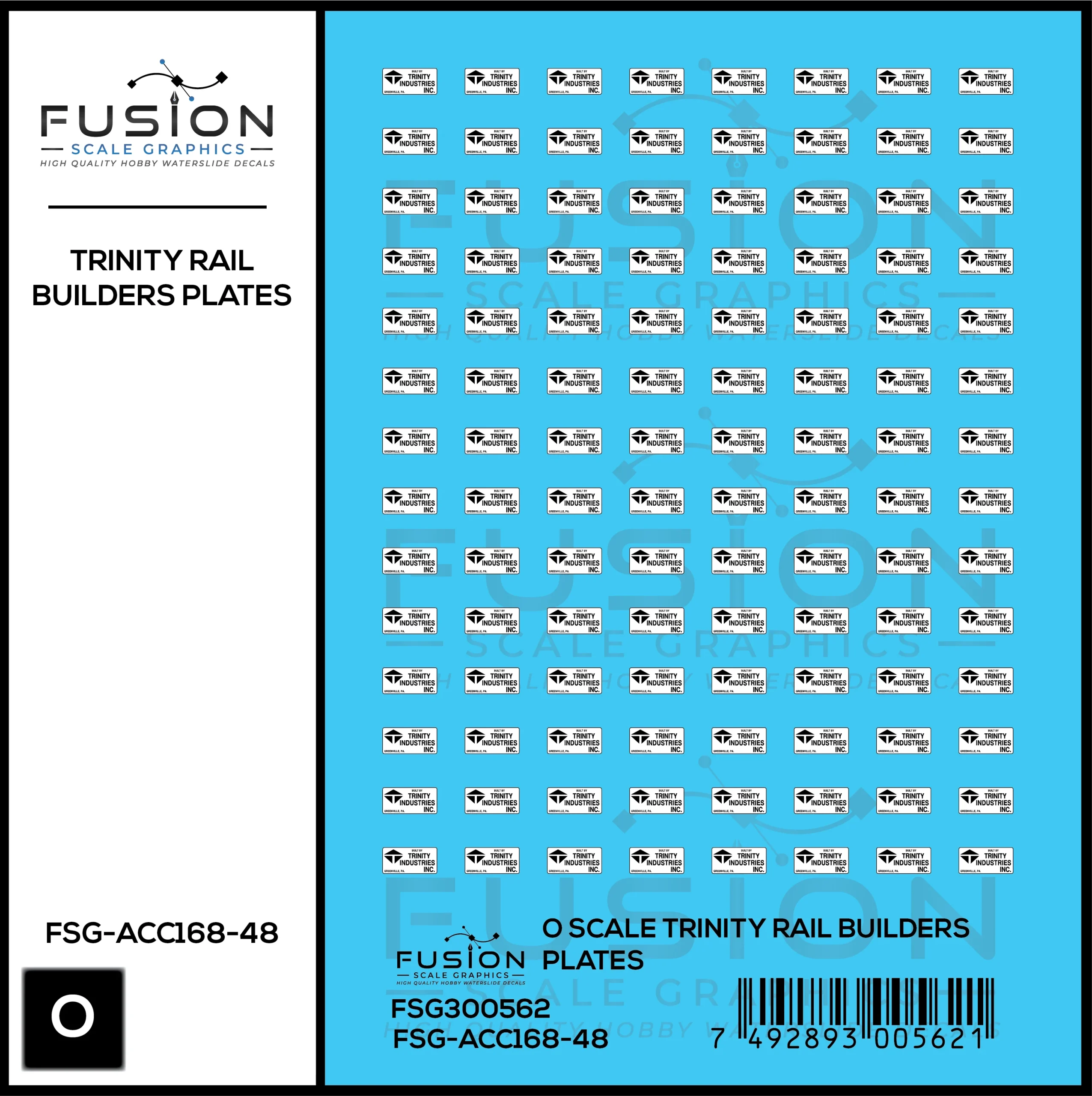 O Scale Trinity Rail Freight Car Builders Plates Decal Set - Fusion Scale Graphics