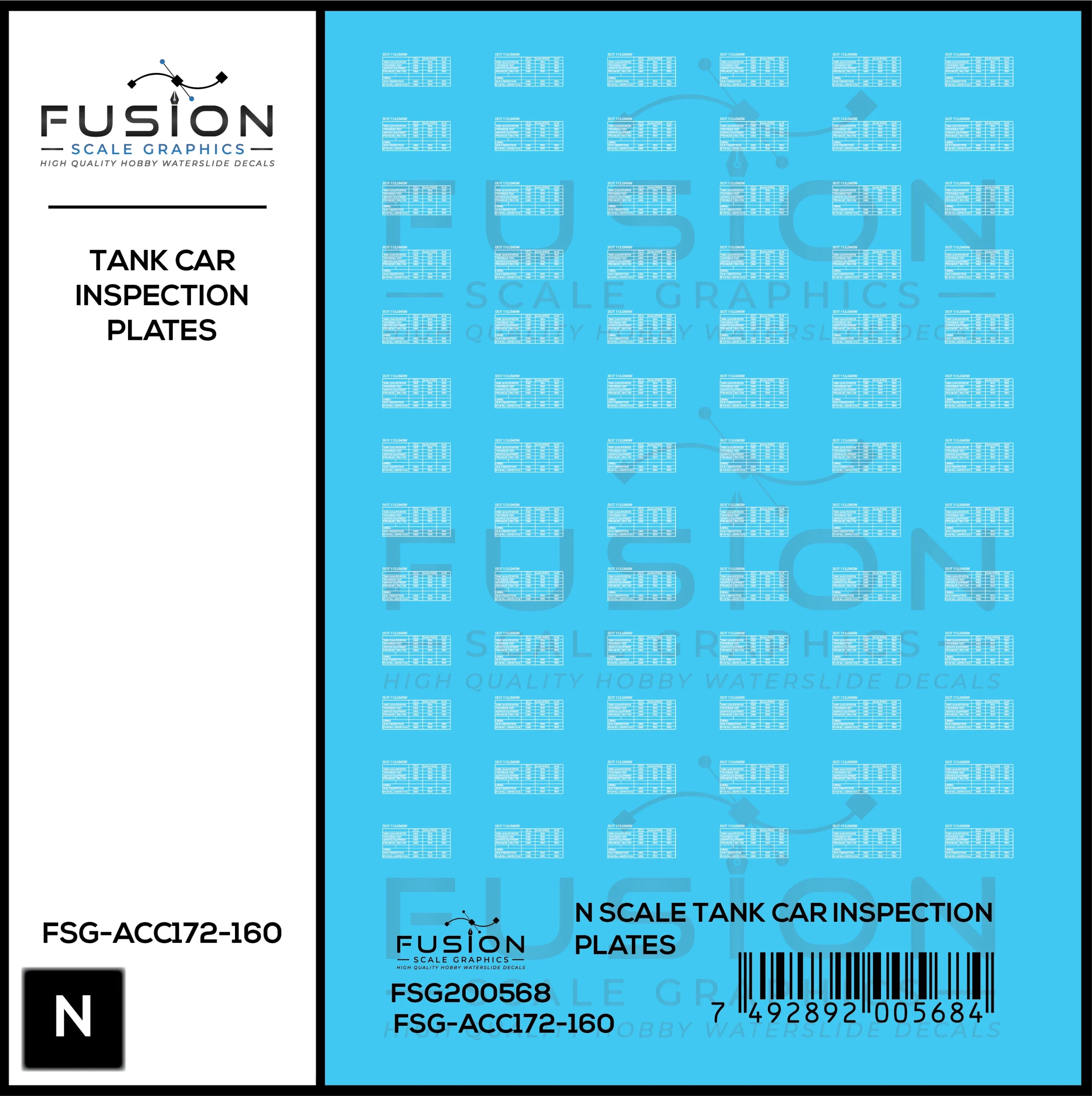 N Scale Tank Car DOT Inspection Plates Decal Set - Fusion Scale Graphics