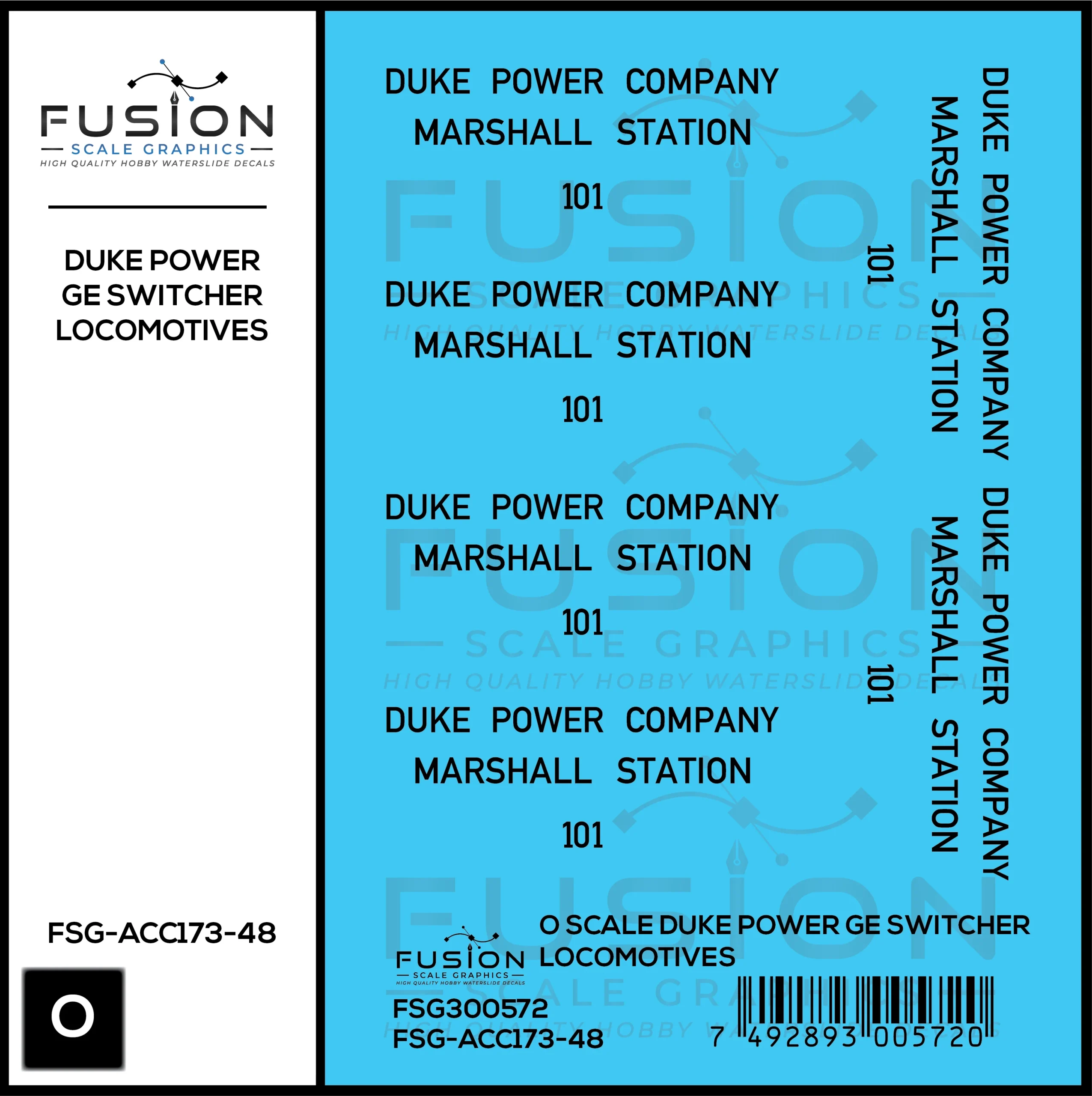 O Scale Duke Power GE Switcher Locomotives Decal Set - Fusion Scale Graphics