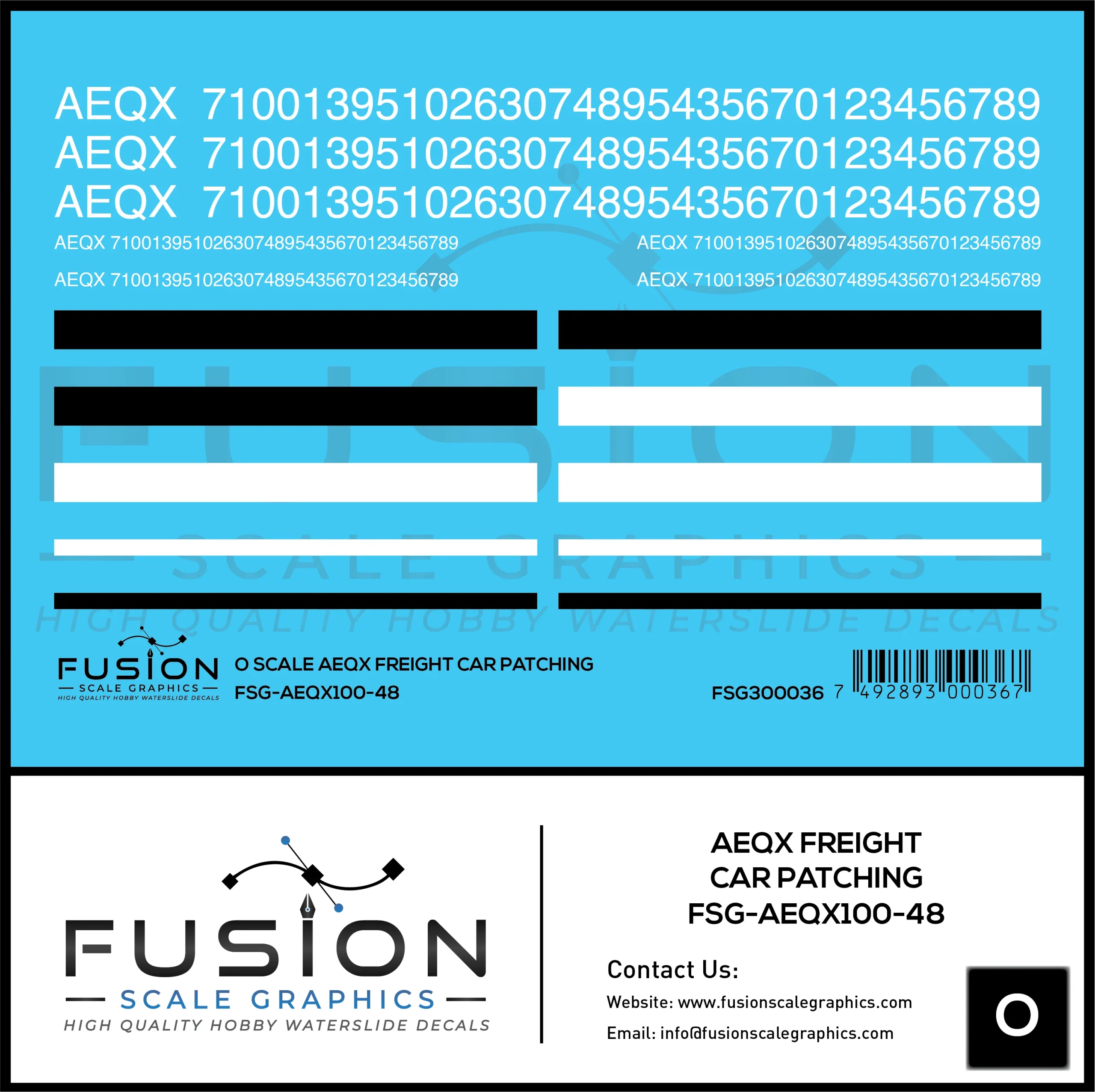 O Scale AEQX Freight Car Patching Decal Set - Fusion Scale Graphics