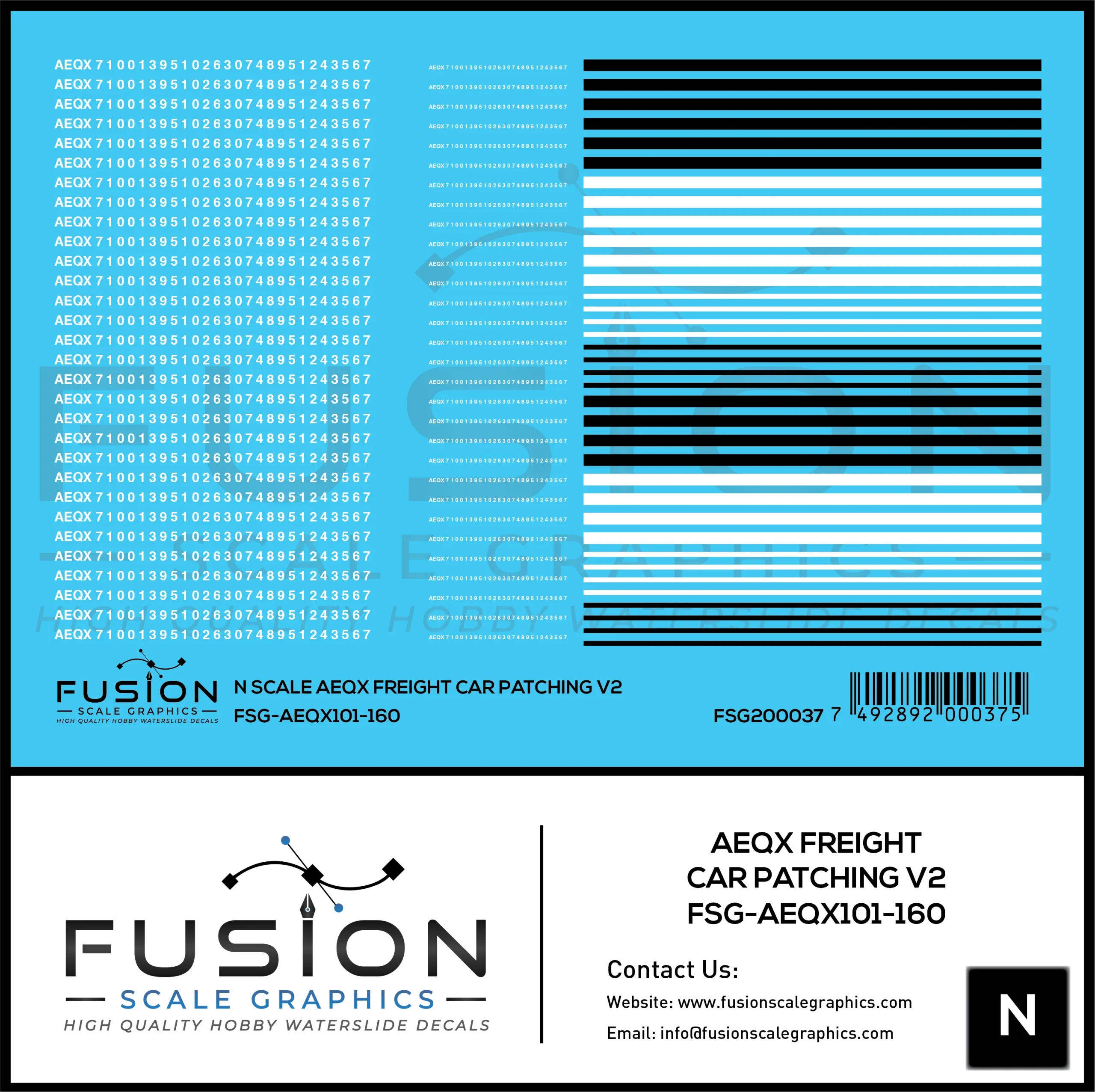 N Scale AEQX Freight Car Patching Decal Set V2 - Fusion Scale Graphics