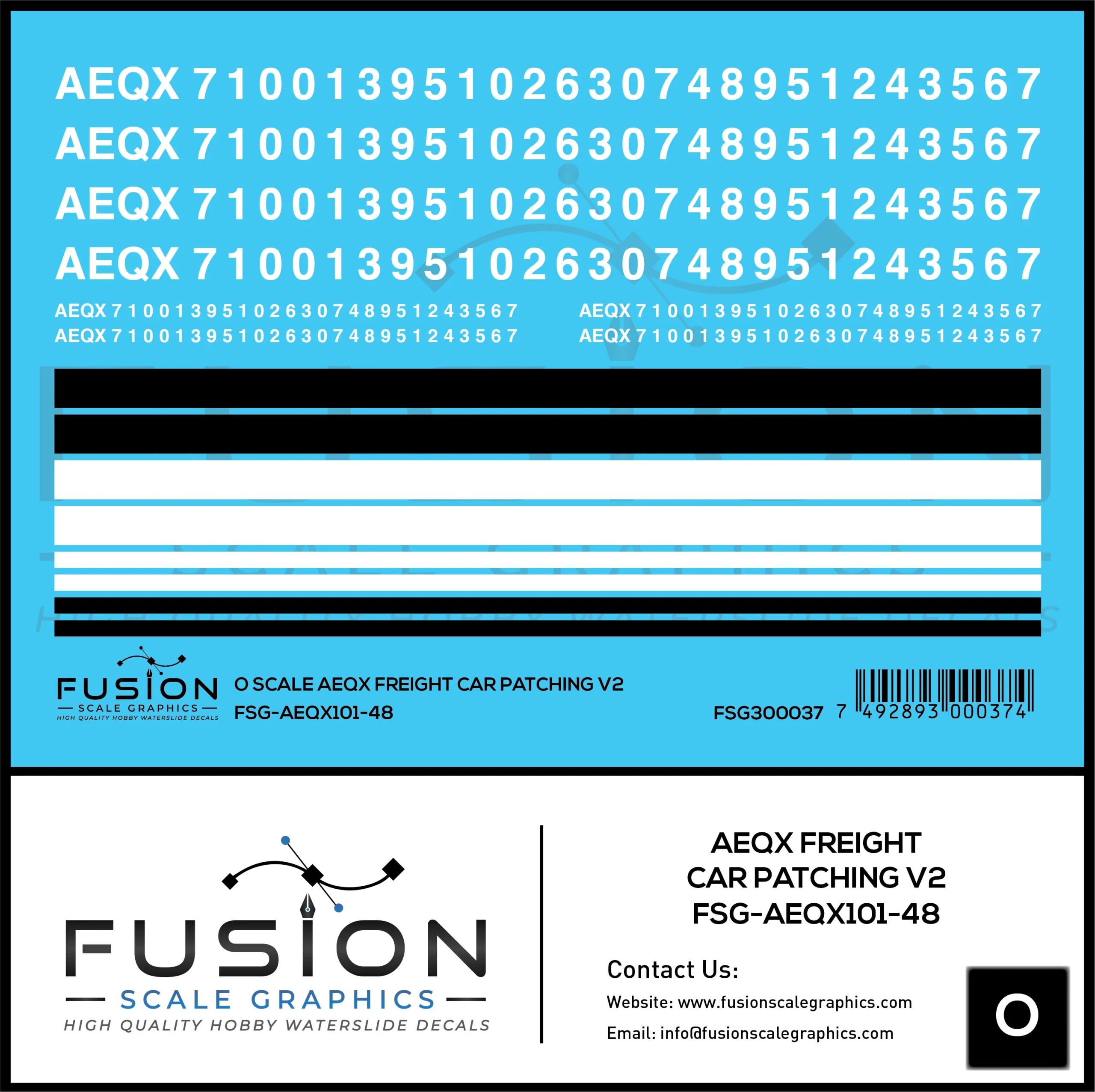 O Scale AEQX Freight Car Patching Decal Set V2 - Fusion Scale Graphics