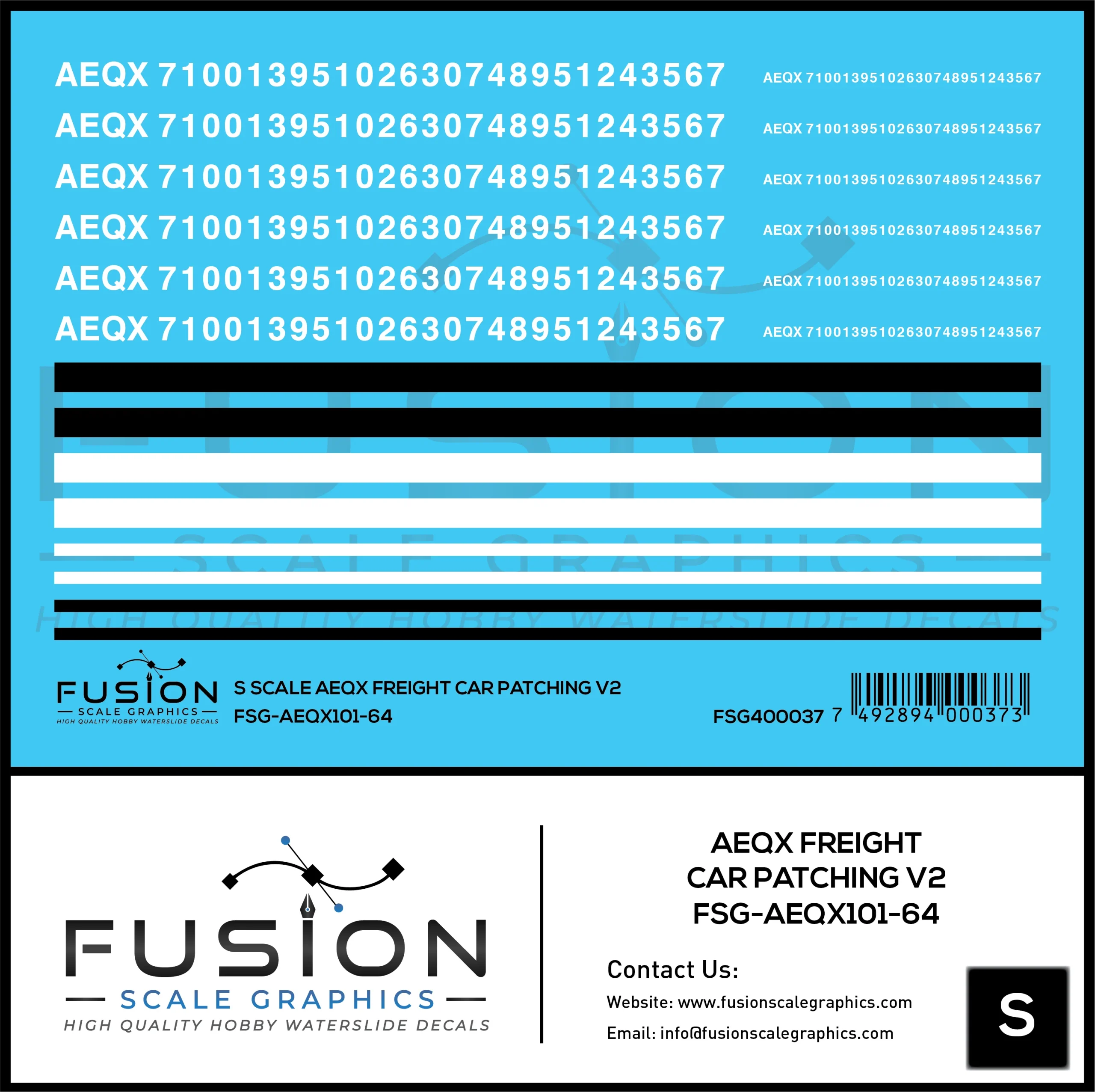 S Scale AEQX Freight Car Patching Decal Set V2 - Fusion Scale Graphics