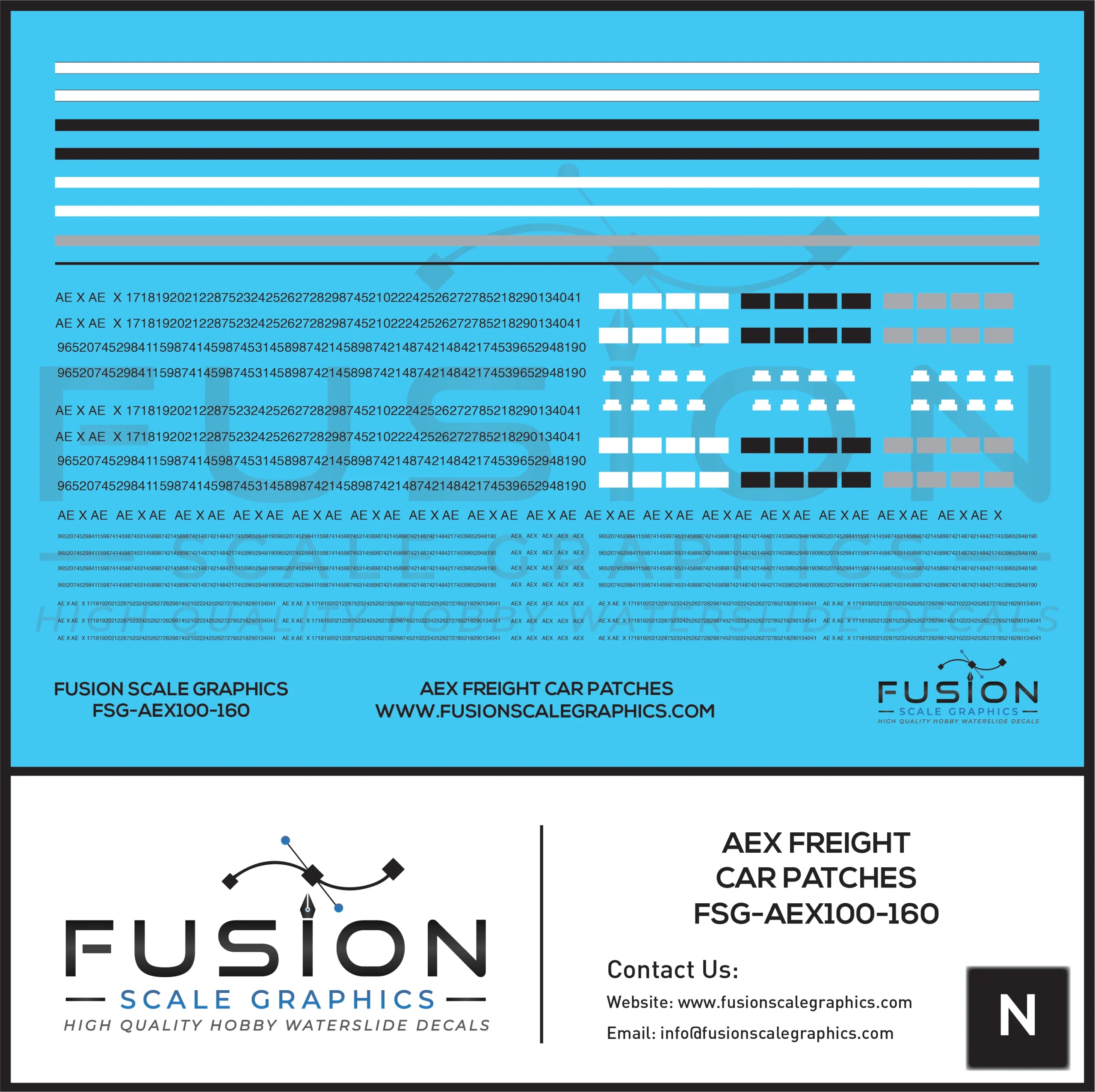 N Scale AEX 162 Series Covered Hopper Patch Decal Set - Fusion Scale Graphics