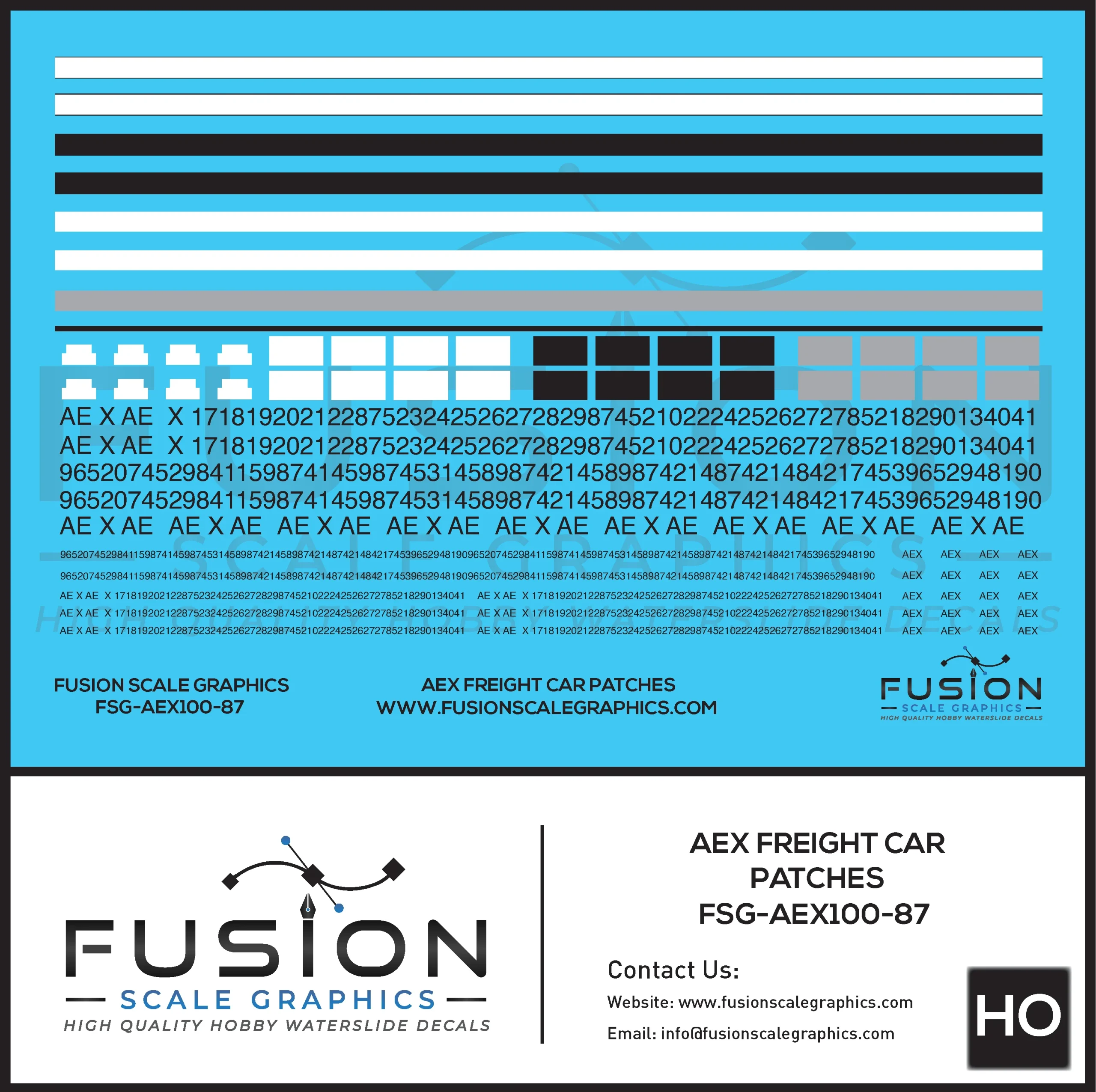 HO Scale AEX 162 Series Covered Hopper Patch Decal Set - Fusion Scale Graphics