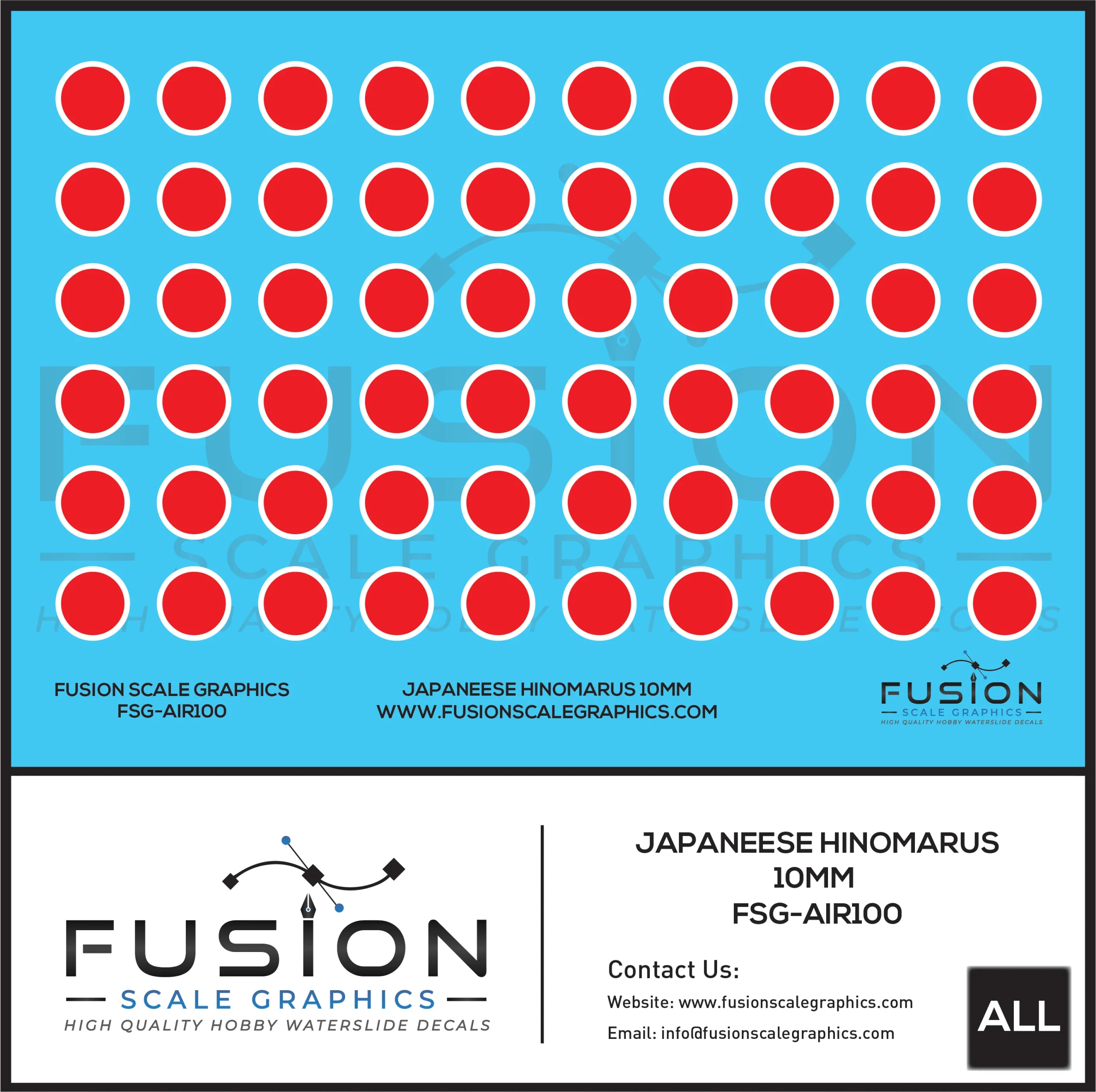 10MM Japanese Red Hinomaru Decal Set - Fusion Scale Graphics