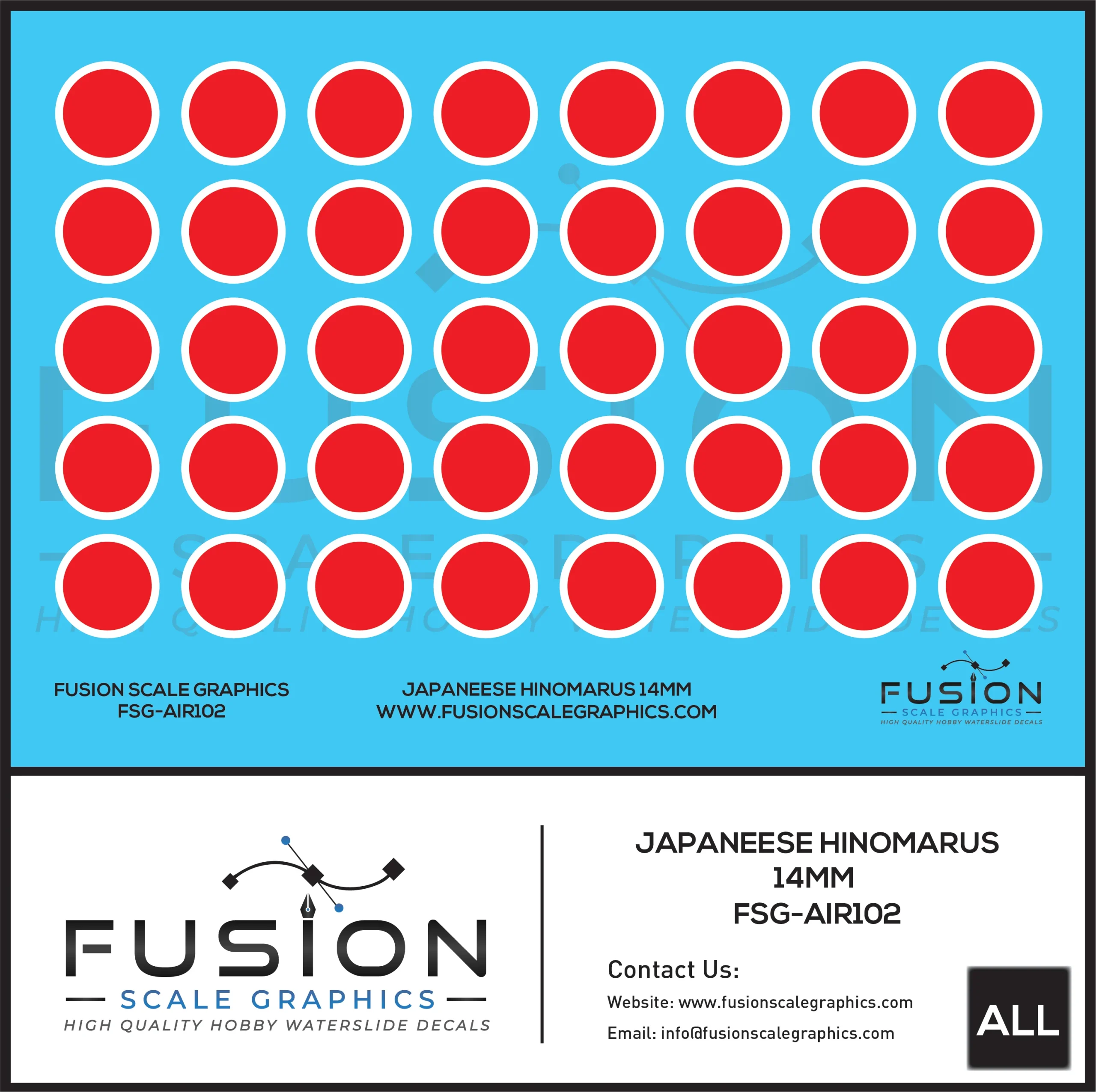 14MM Japanese Red Hinomaru Decal Set - Fusion Scale Graphics