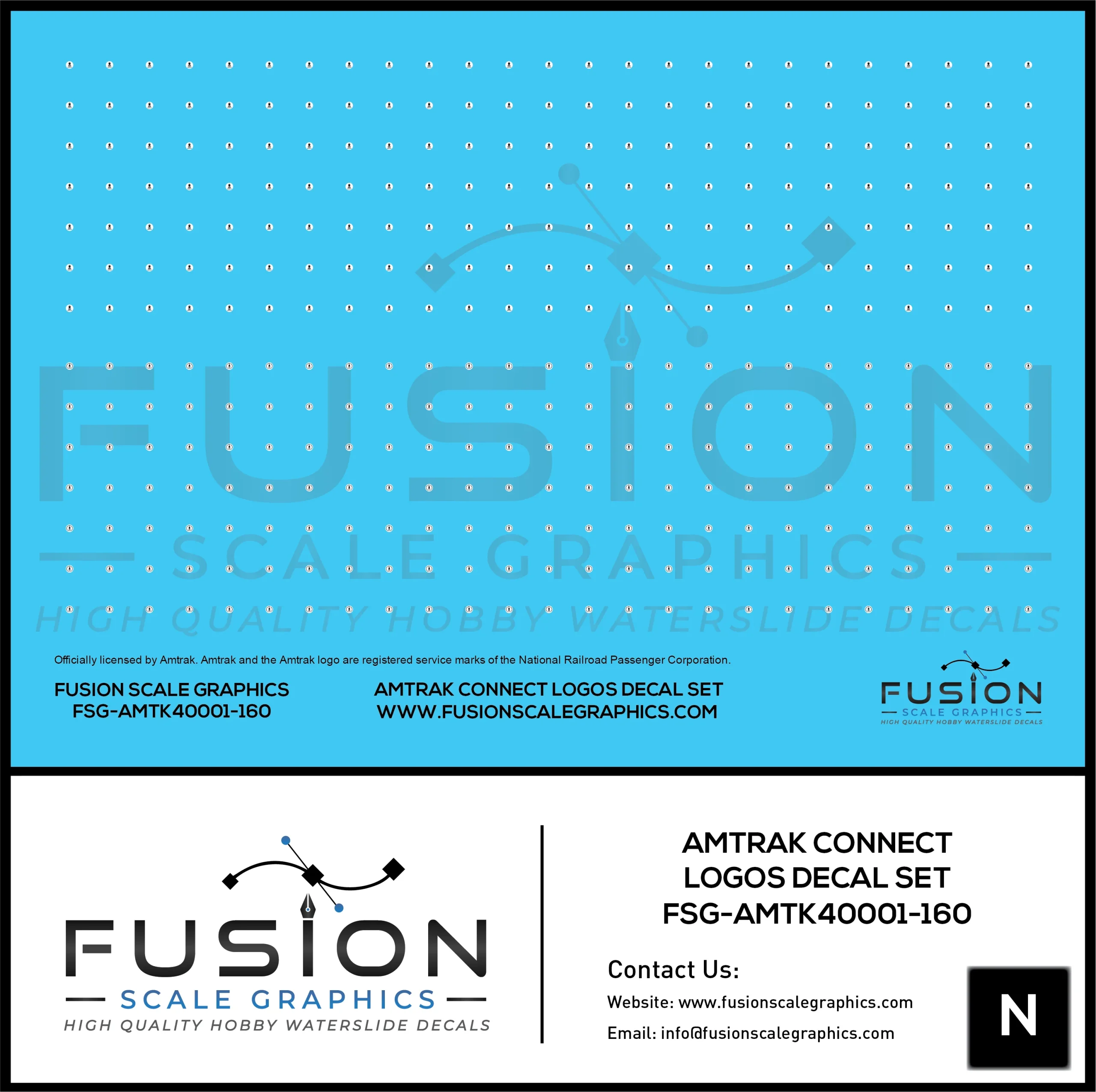 N Scale Amtrak Connect / Amtrak Wifi Logos Decal Set - Fusion Scale Graphics