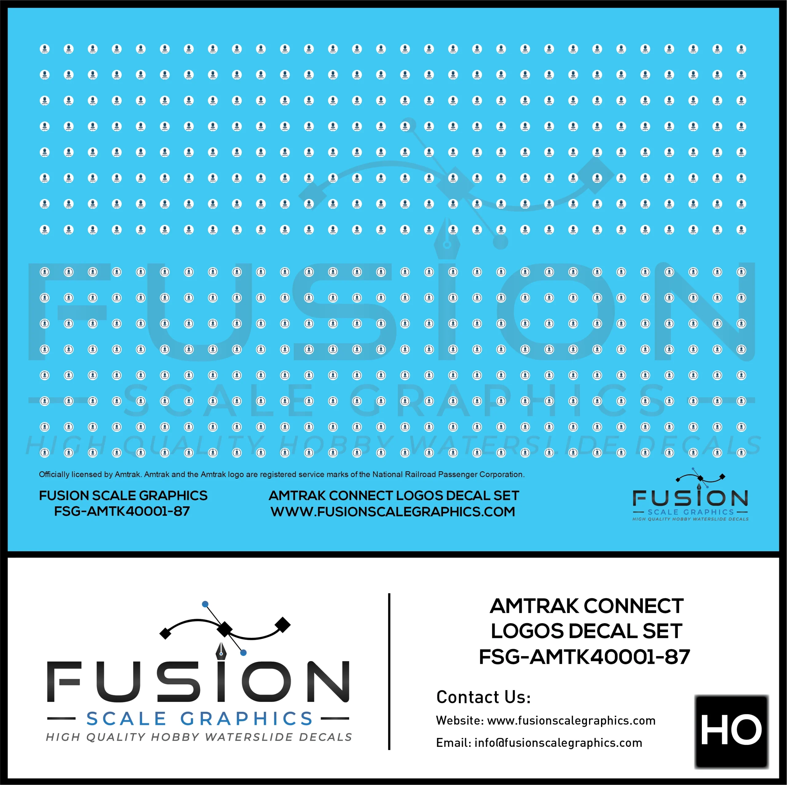 HO Scale Amtrak Connect / Amtrak Wifi Logos Decal Set - Fusion Scale Graphics