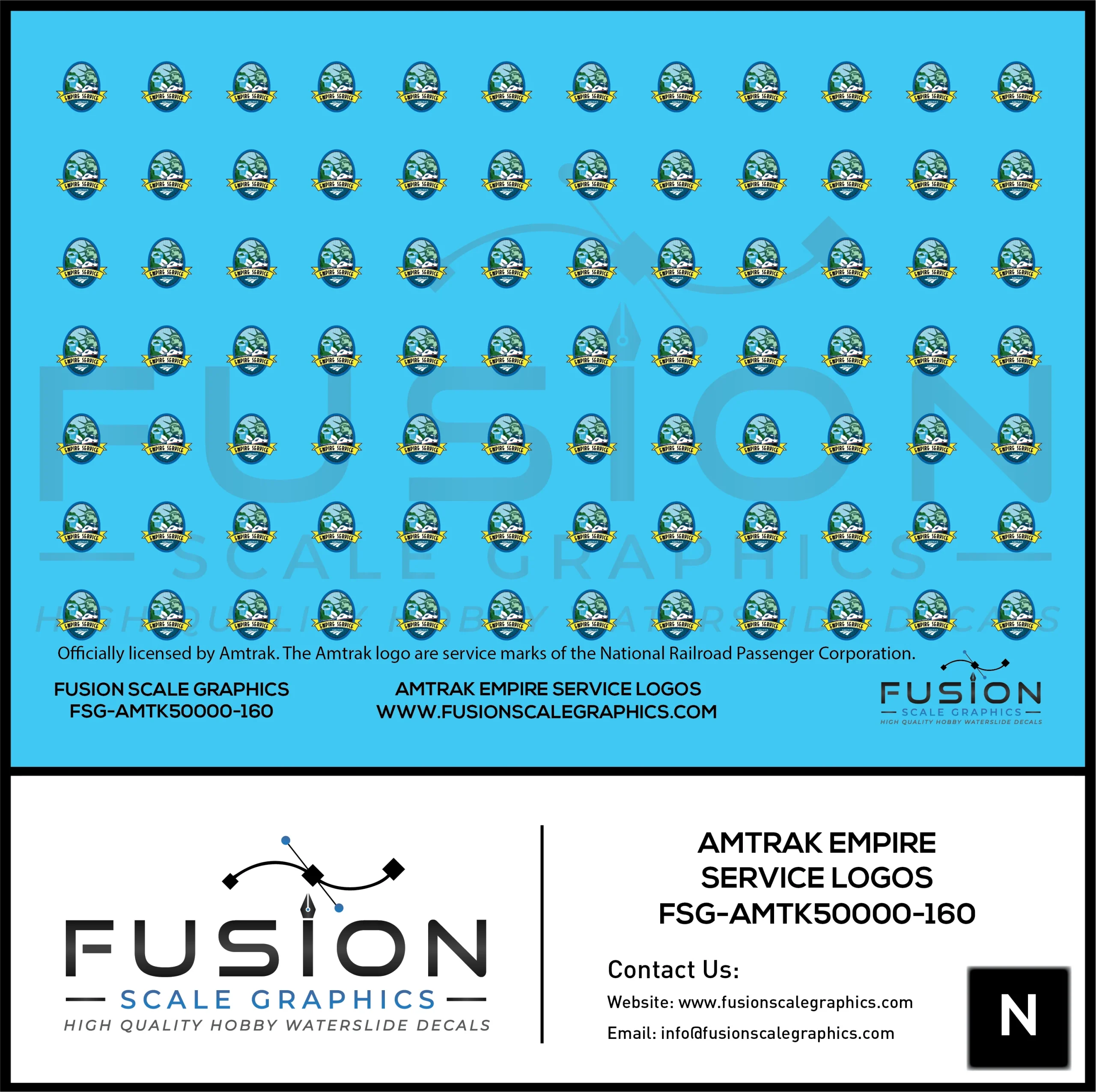 N Scale Amtrak Empire Service P42 Logos Decal Set - Fusion Scale Graphics