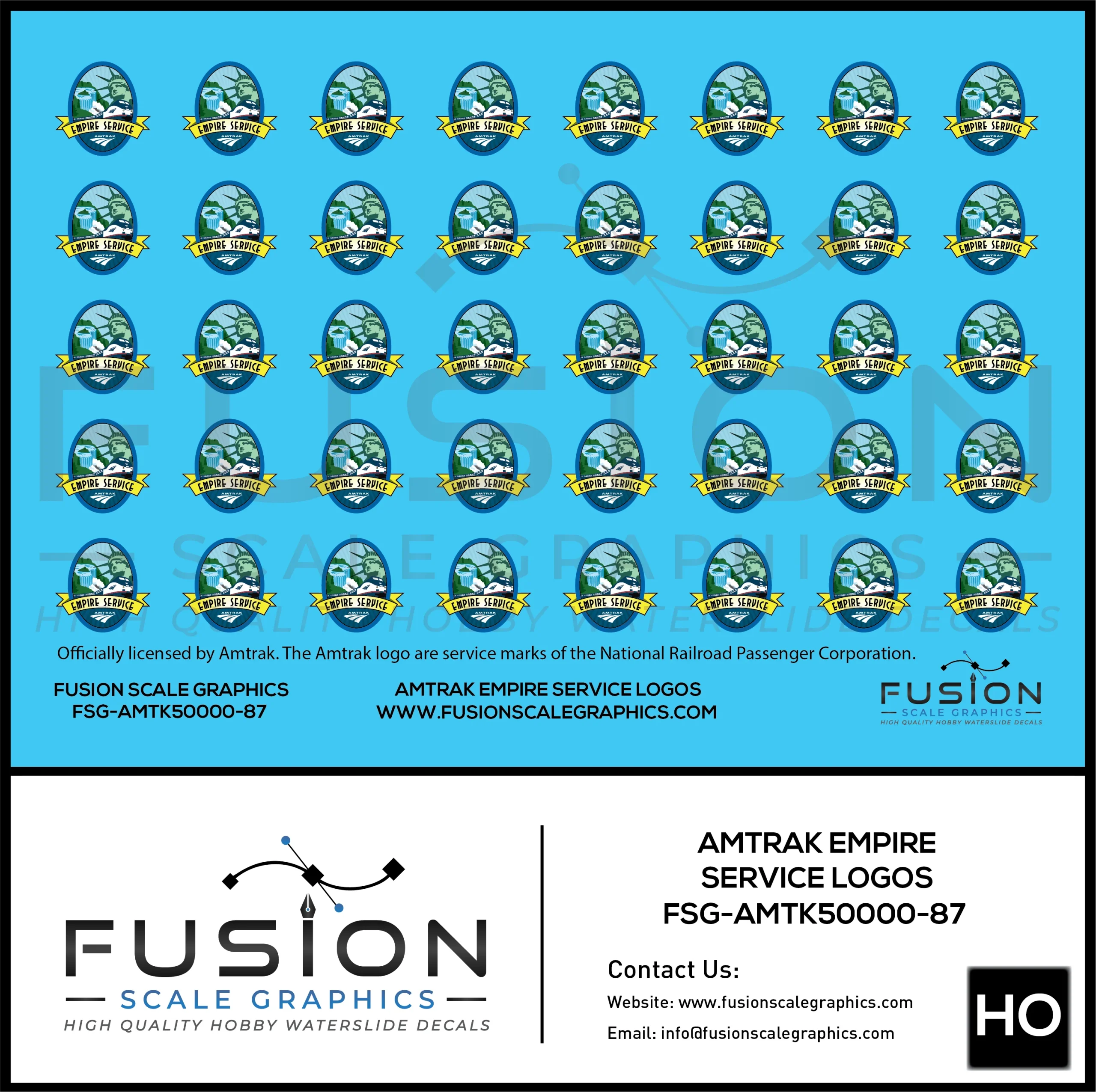 HO Scale Amtrak Empire Service P42 Logos Decal Set - Fusion Scale Graphics