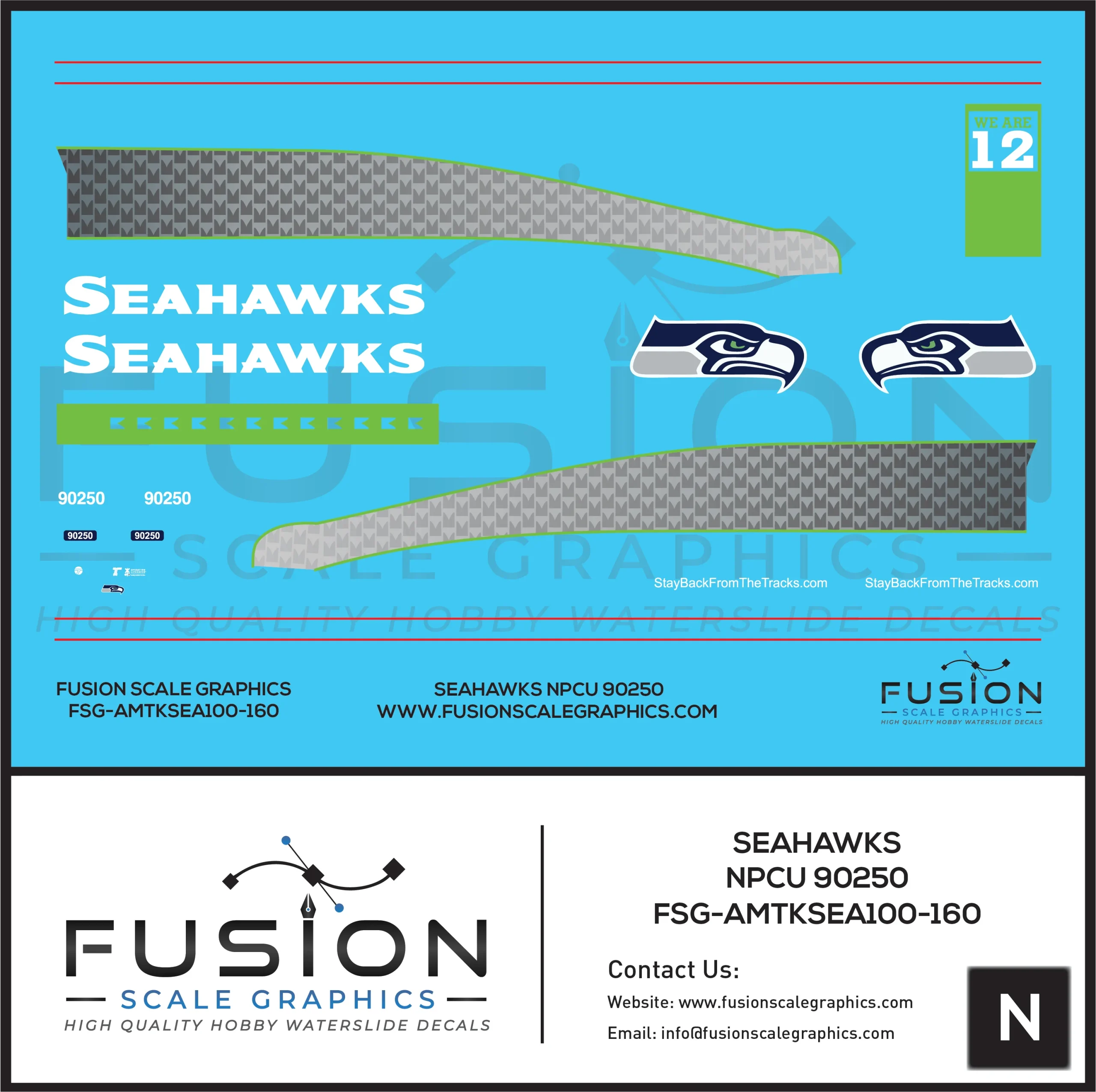 N Scale Seahawks 90250 NPCU Cabbage Car Wrap Decal Set - Fusion Scale Graphics