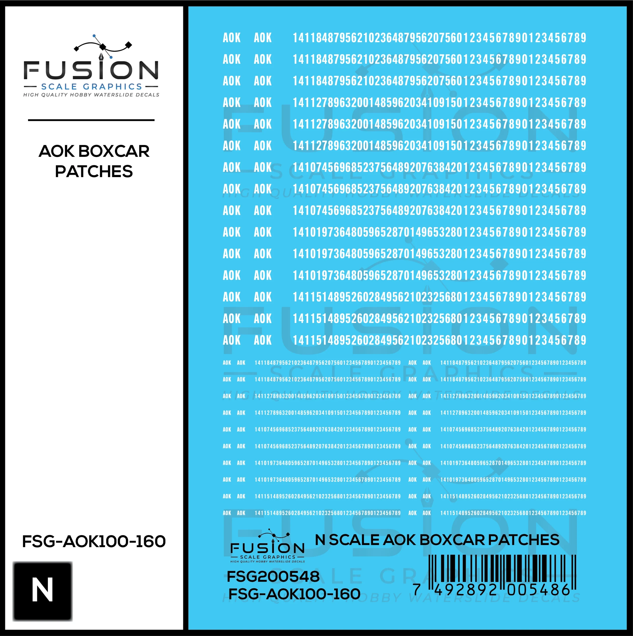 N Scale AOK Boxcar Patches Decal Set - Fusion Scale Graphics