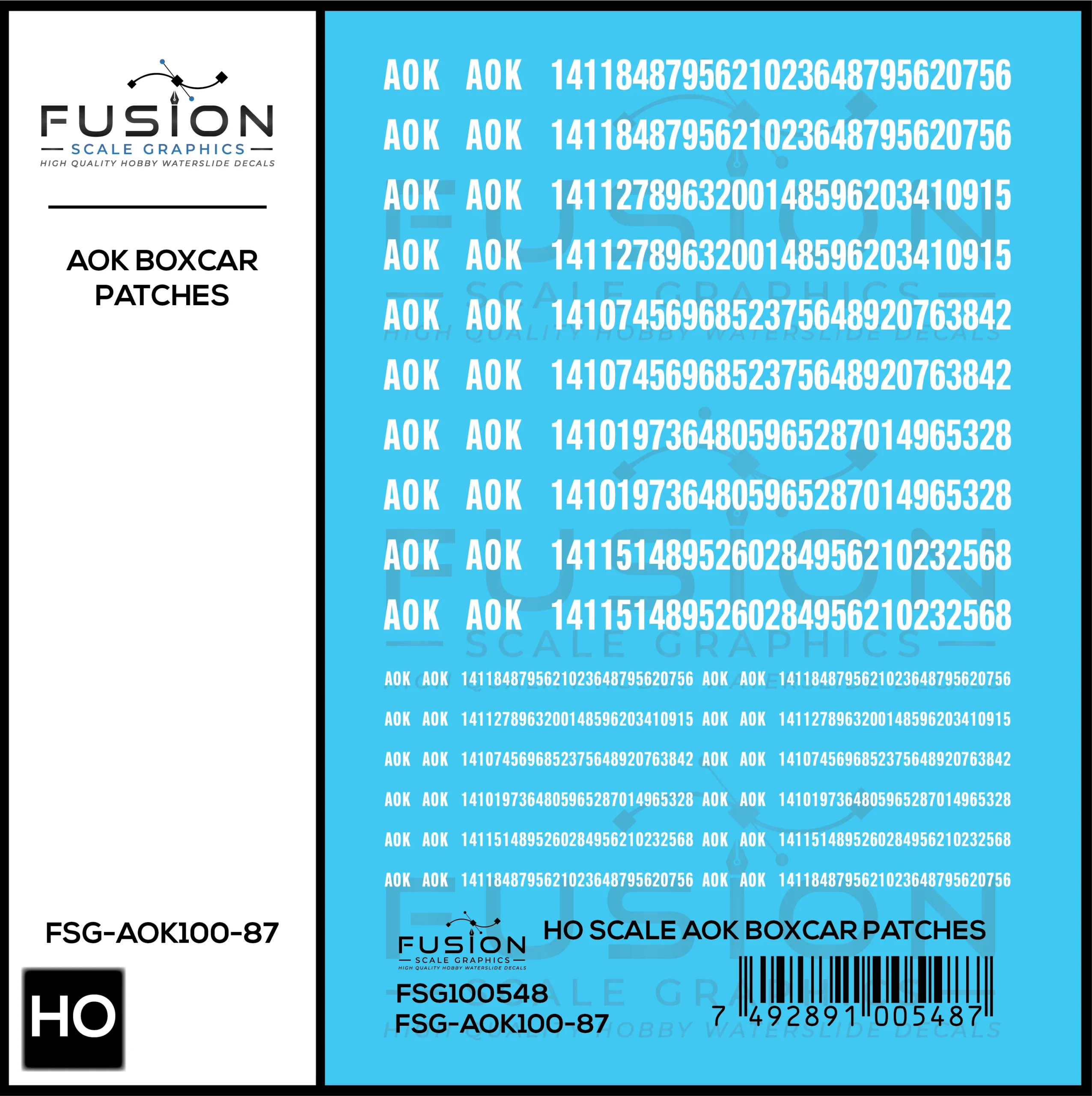 HO Scale AOK Boxcar Patches Decal Set - Fusion Scale Graphics