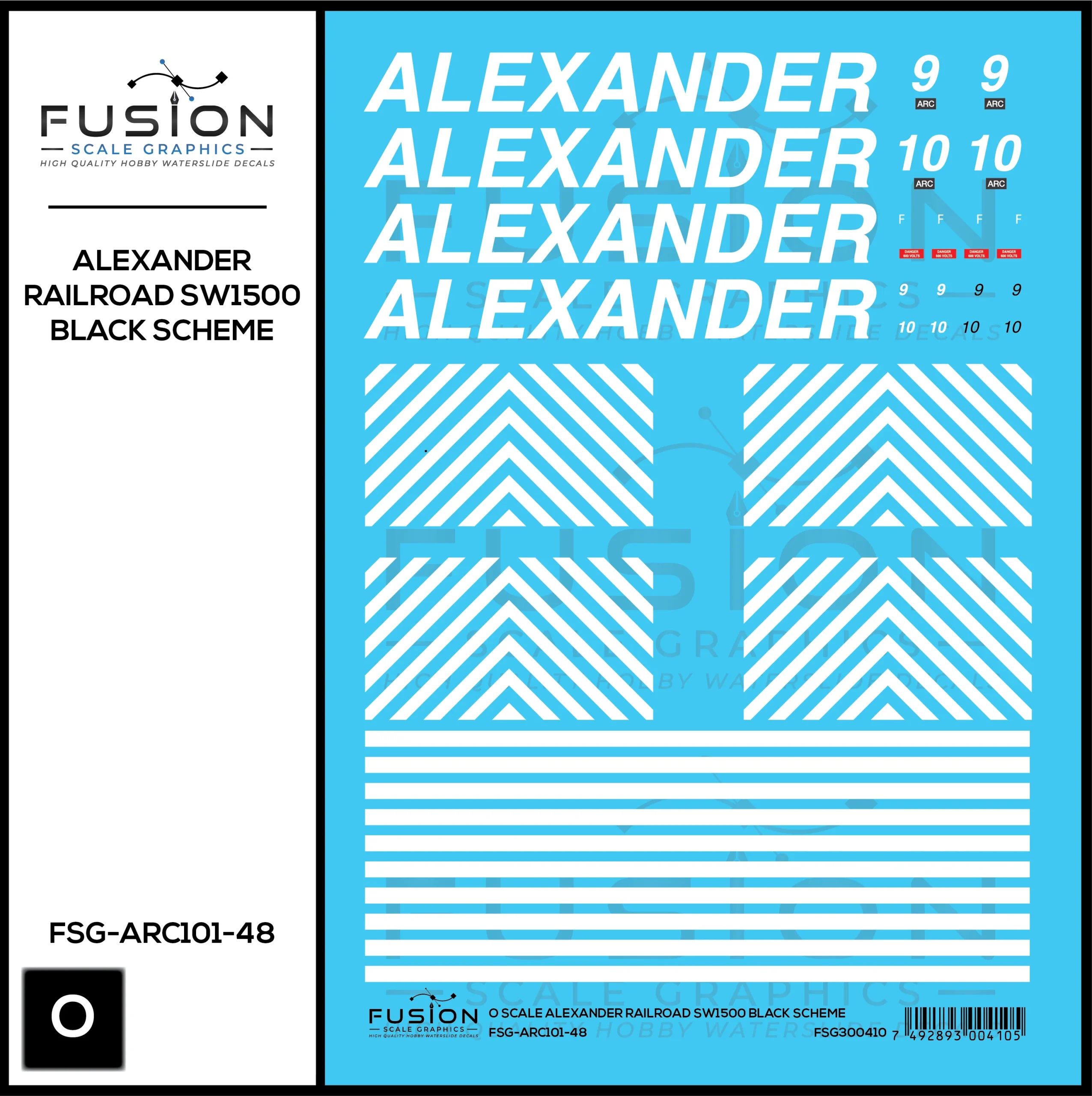 O Scale Alexander Railroad SW1500 Black Scheme Locomotive Decal Set - Fusion Scale Graphics