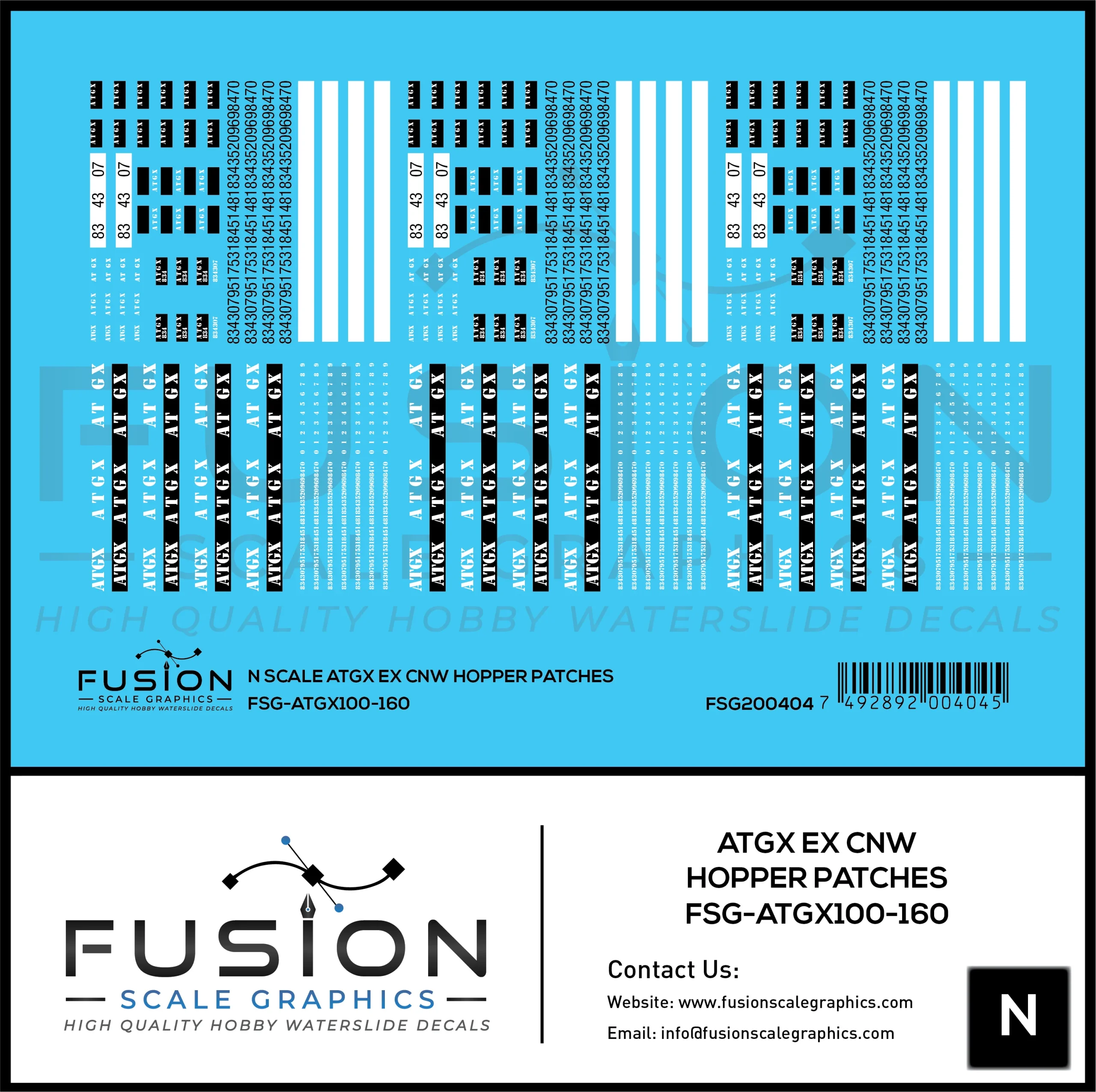 N Scale ATGX Ex CNW Hopper Patches Decal Set - Fusion Scale Graphics