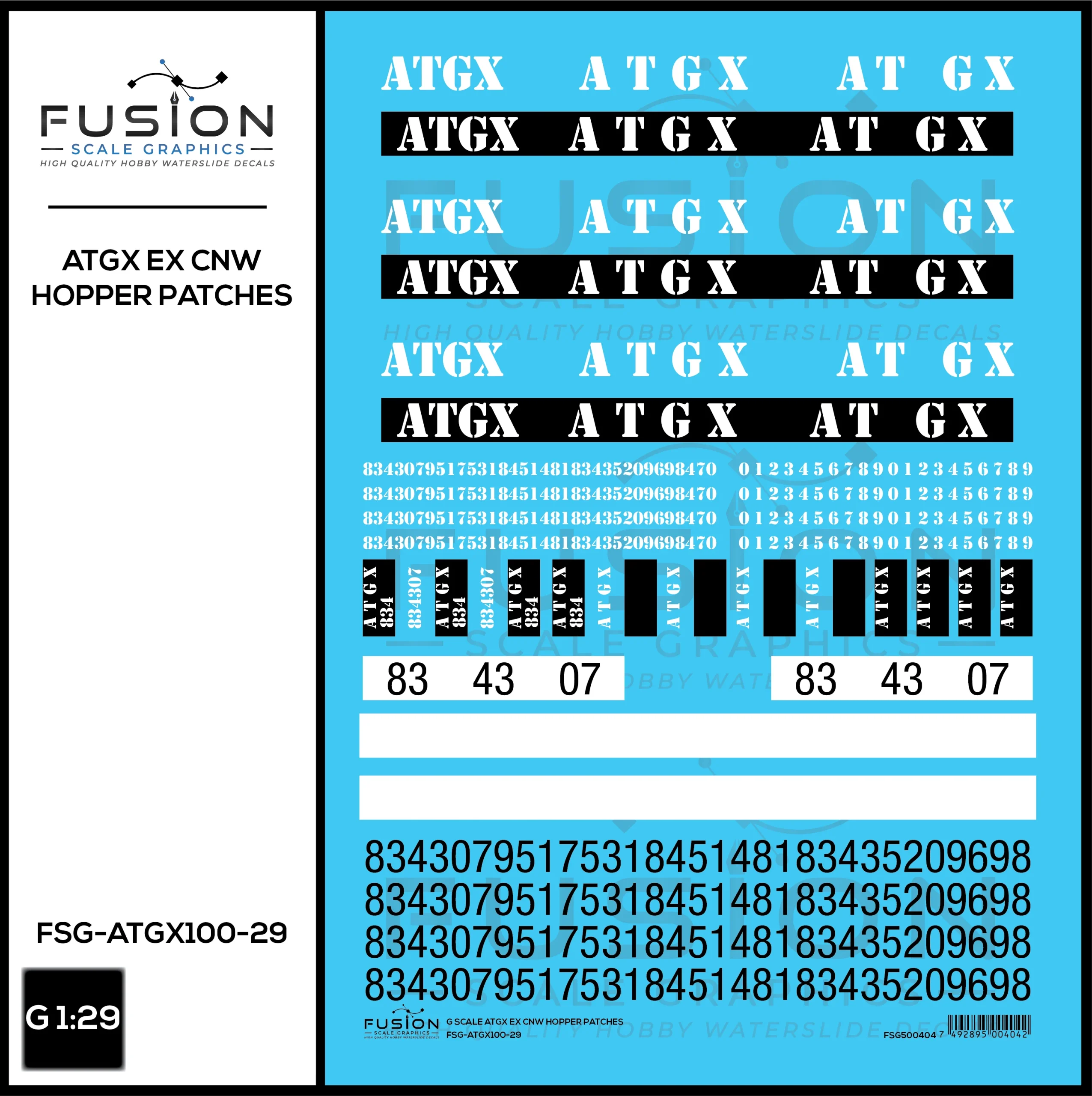 G 1:29 Scale ATGX Ex CNW Hopper Patches Decal Set - Fusion Scale Graphics
