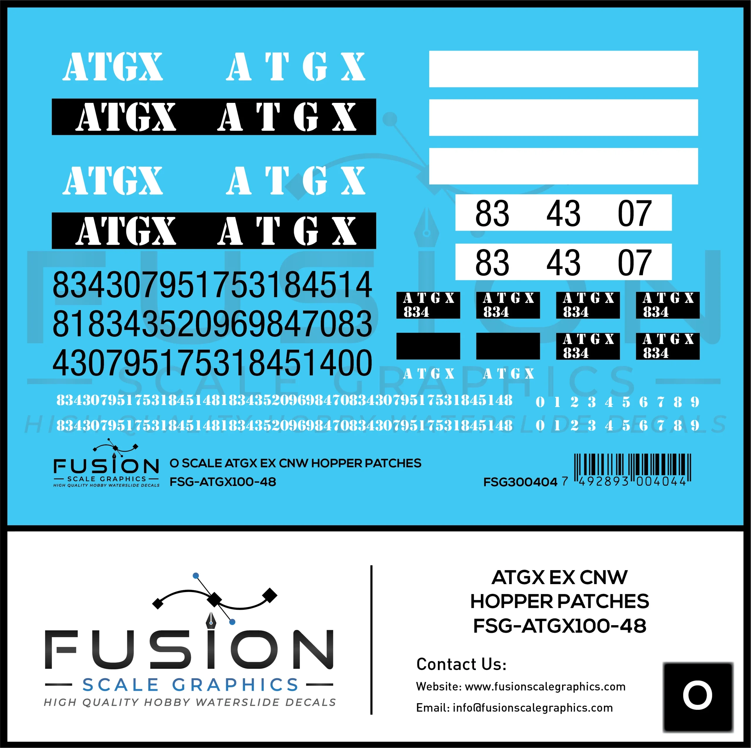 O Scale ATGX Ex CNW Hopper Patches Decal Set - Fusion Scale Graphics