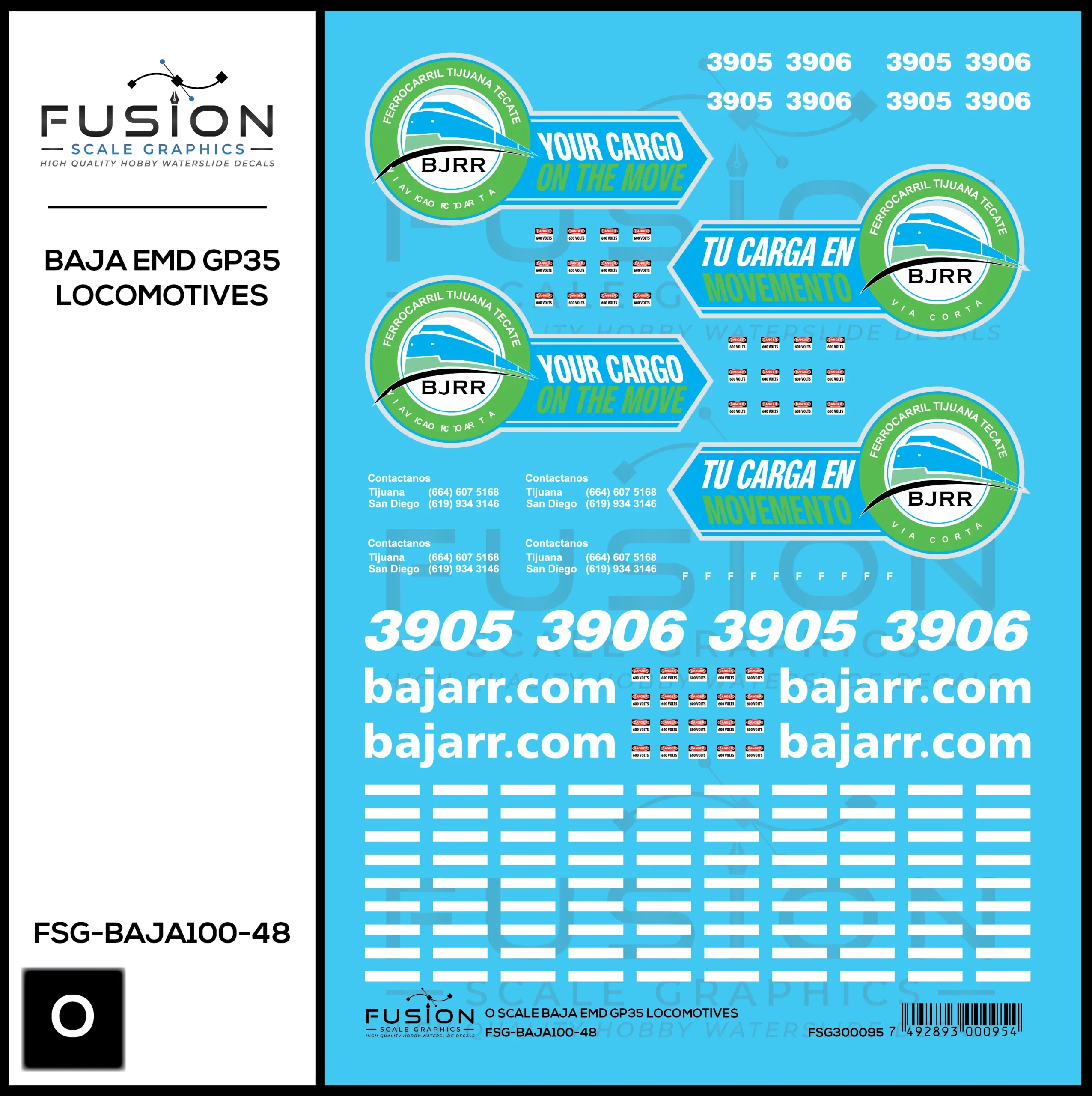 O Scale BAJA GP35 Locomotives Decal Set - Fusion Scale Graphics