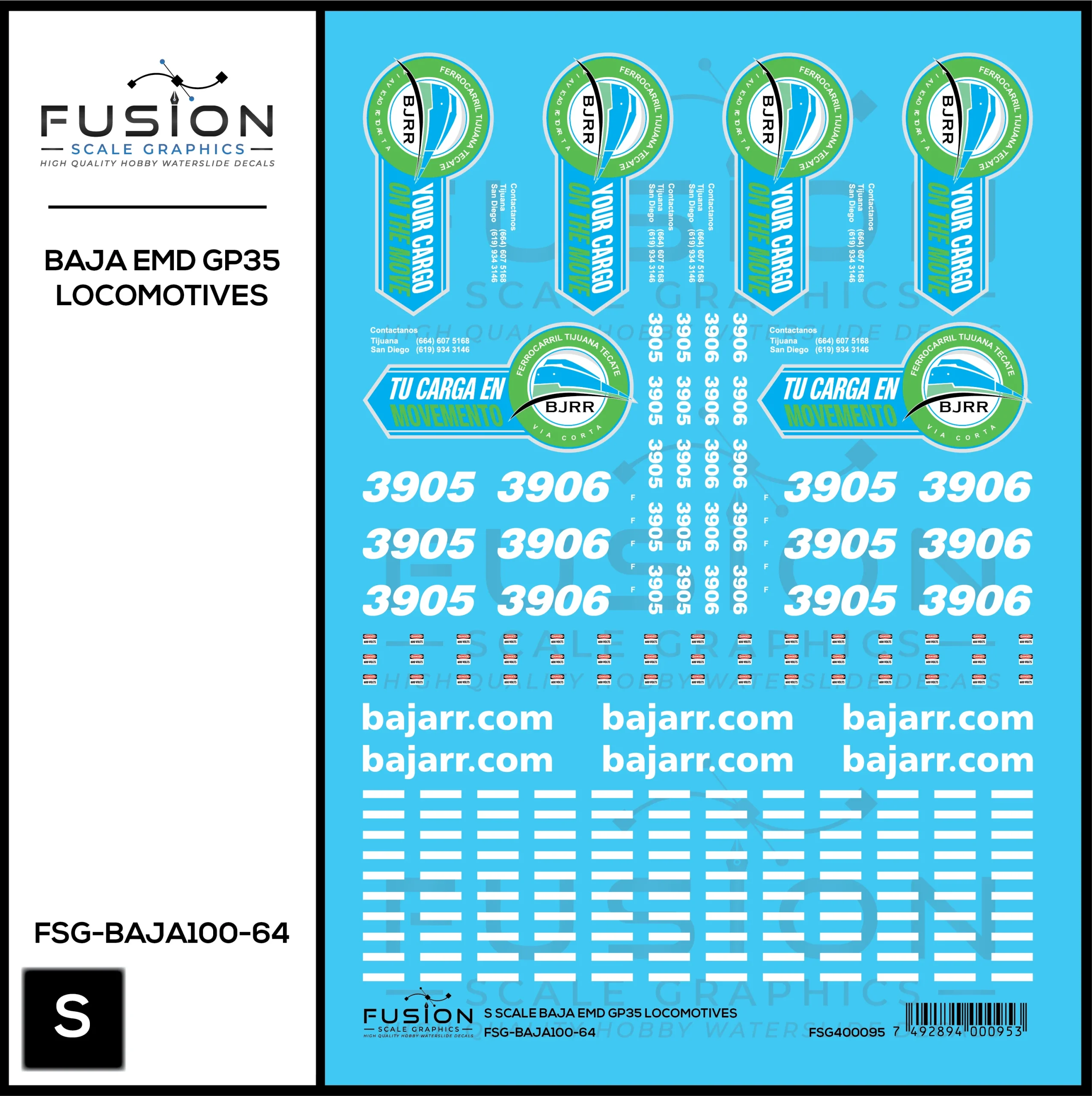 S Scale BAJA GP35 Locomotives Decal Set - Fusion Scale Graphics