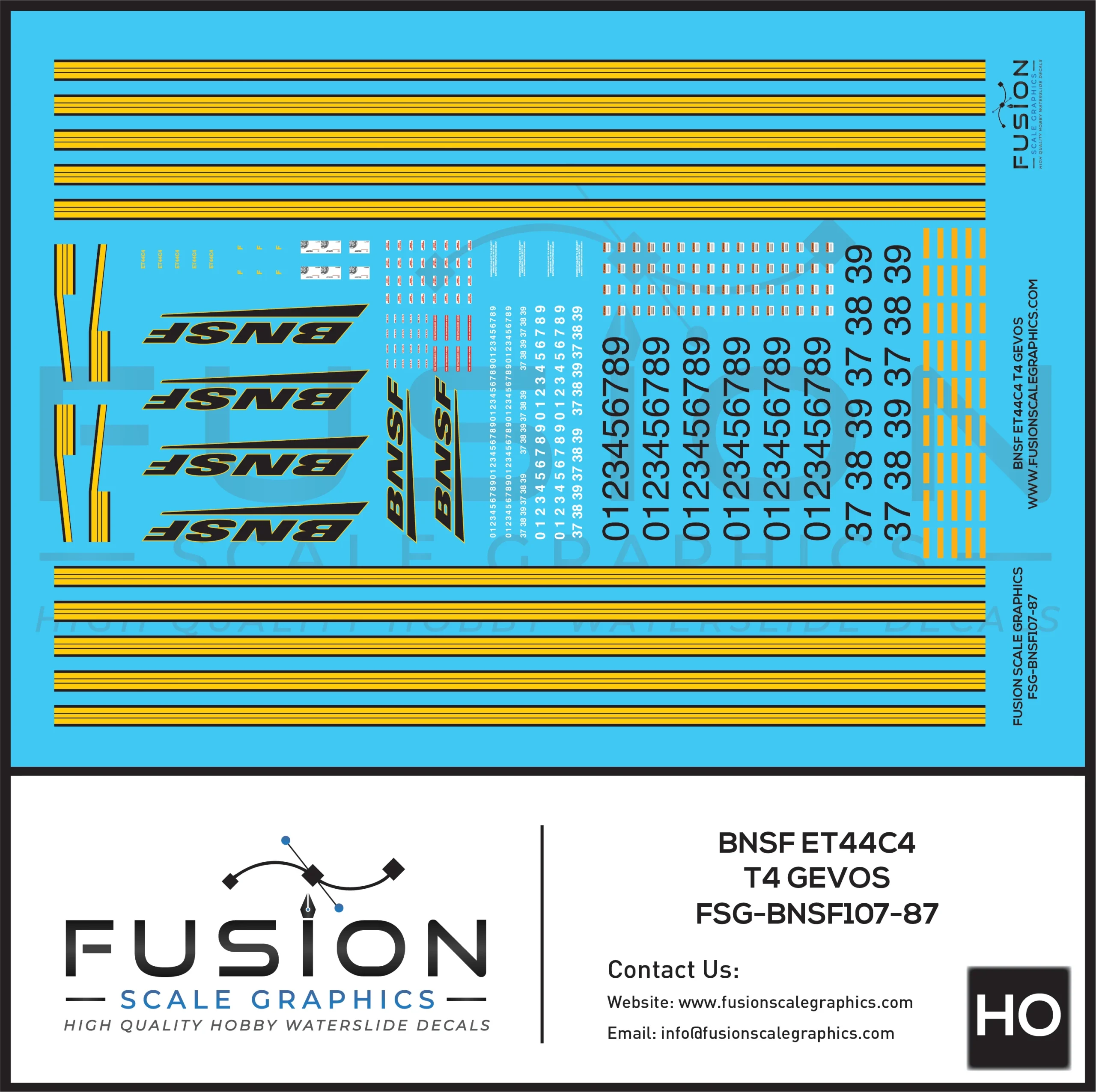 HO Scale BNSF ET44C4 Tier 4 GEVO Locomotive Decal Set - Fusion Scale Graphics