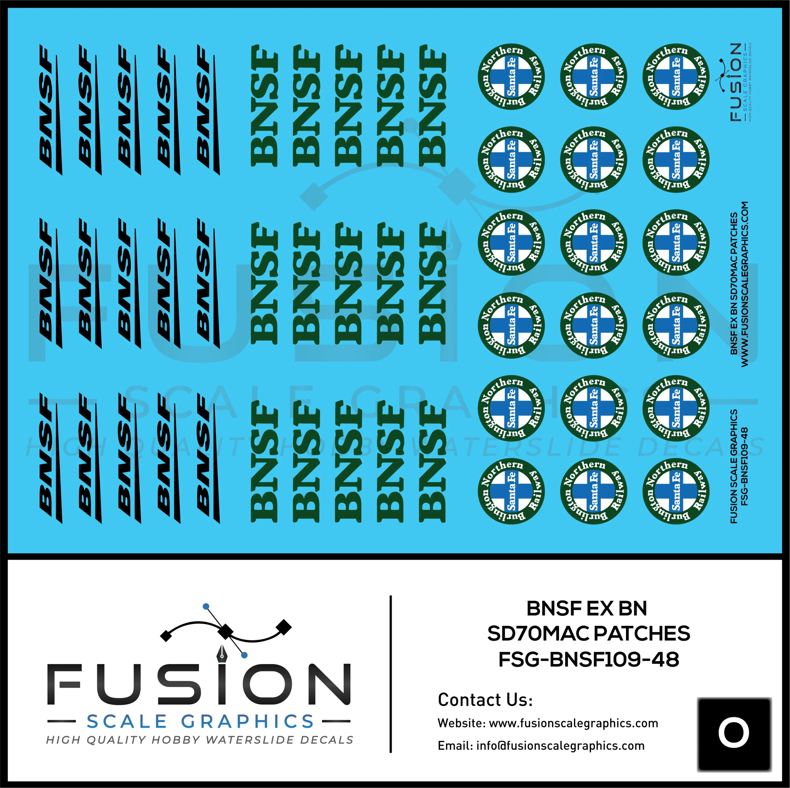 O Scale BNSF Ex BN EMD SD70MAC Locomotive Patching Decal Set - Fusion Scale Graphics