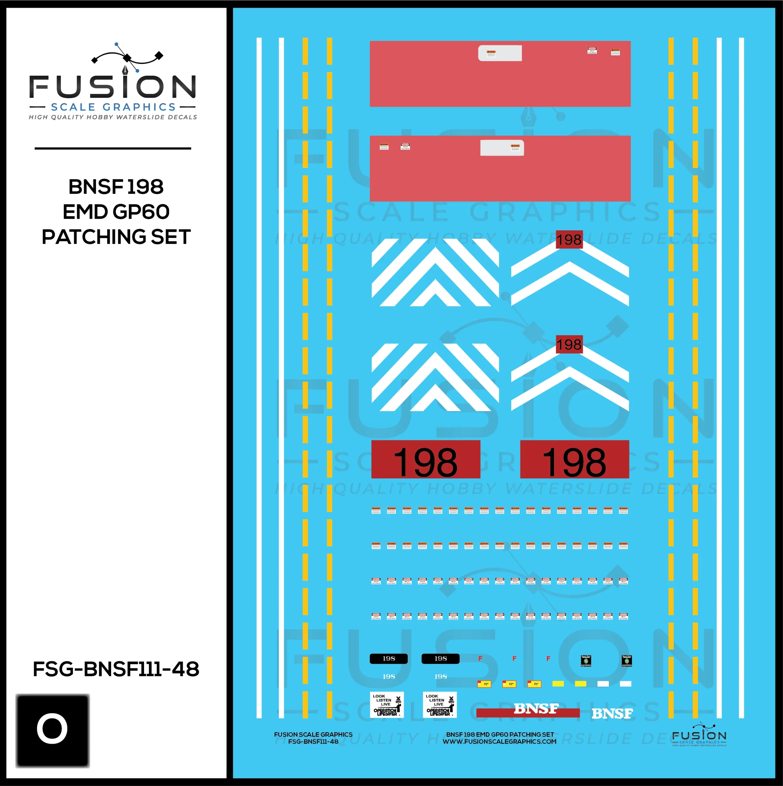 O Scale BNSF EMD GP60 ex Vermont Locomotive Decal Set - Fusion Scale Graphics