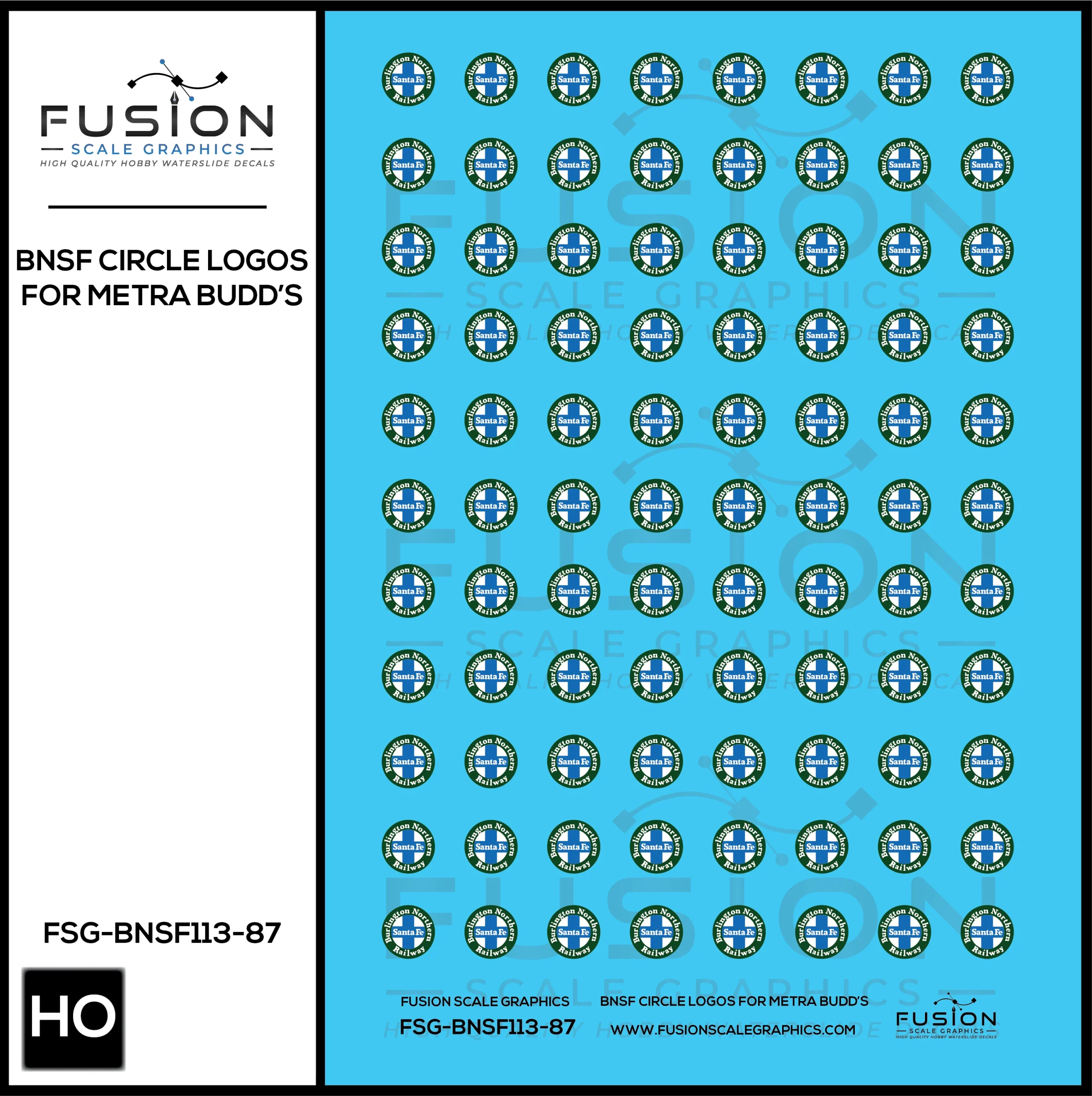 HO Scale BNSF Circle Logos For Metra ex Burlington Budd Cars - Fusion Scale Graphics