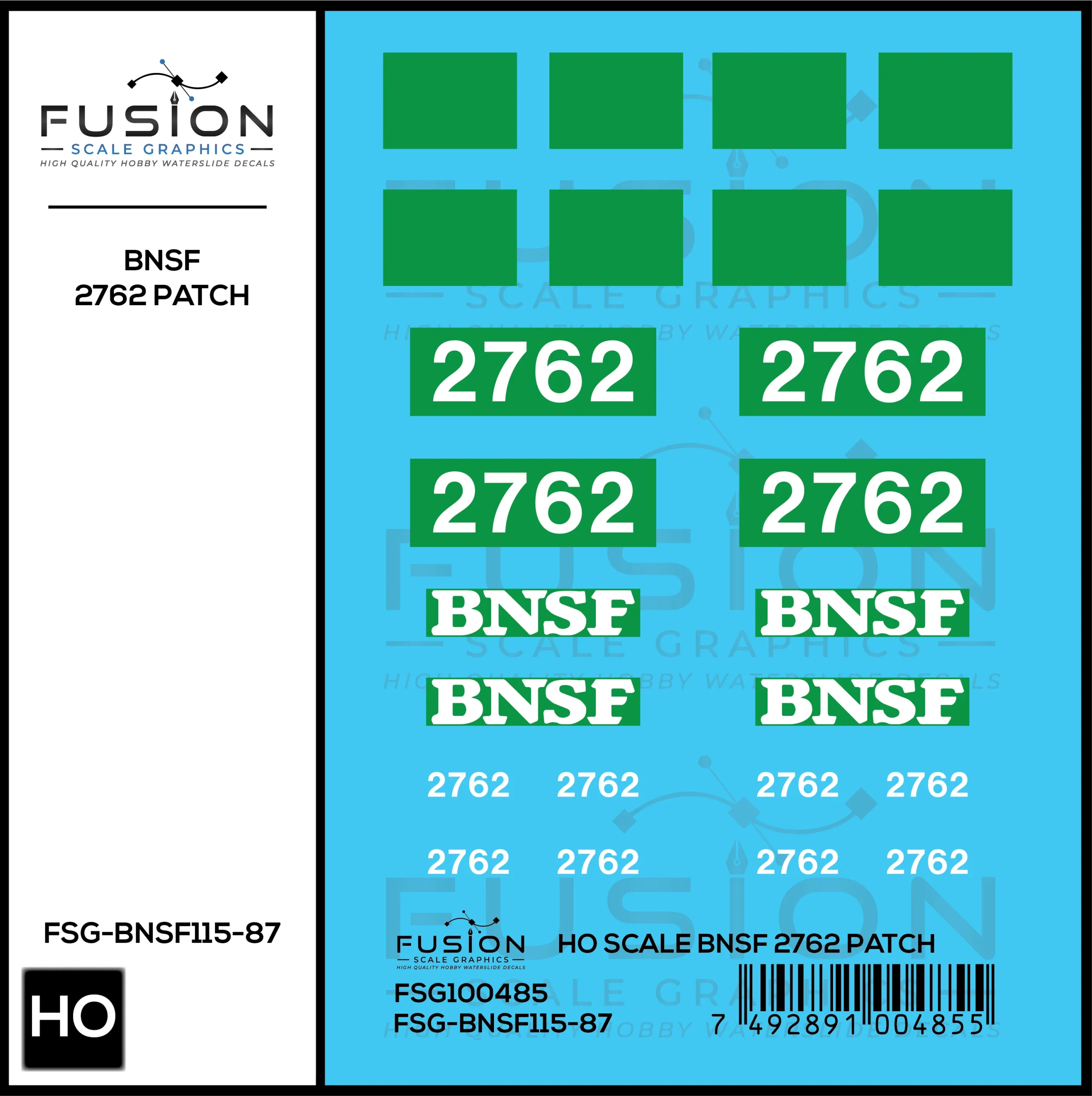 HO Scale BNSF 2762 Patch Decal Set - Fusion Scale Graphics