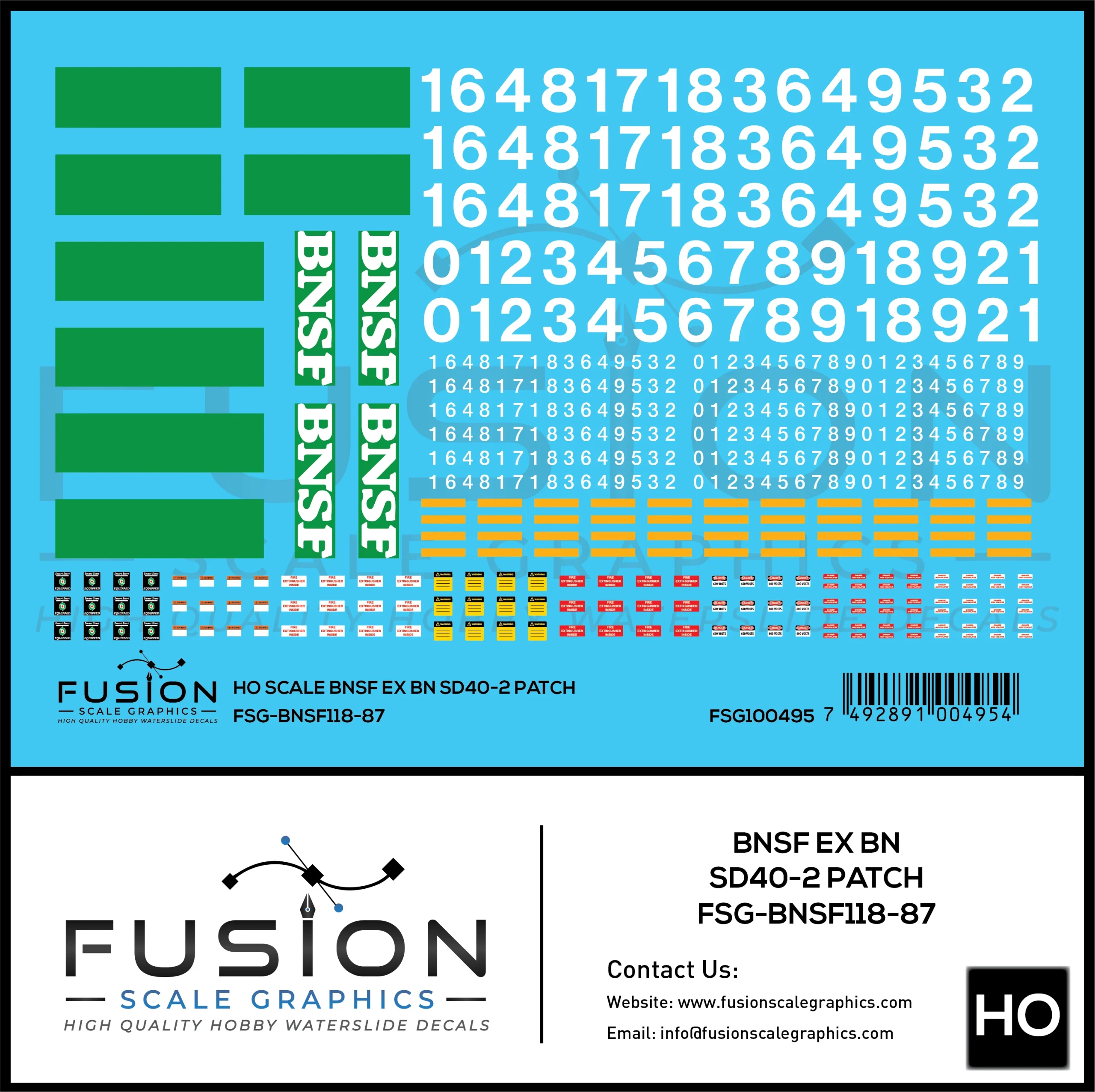 HO Scale BNSF Ex BN EMD SD40-2 Locomotive Patching Decal Set