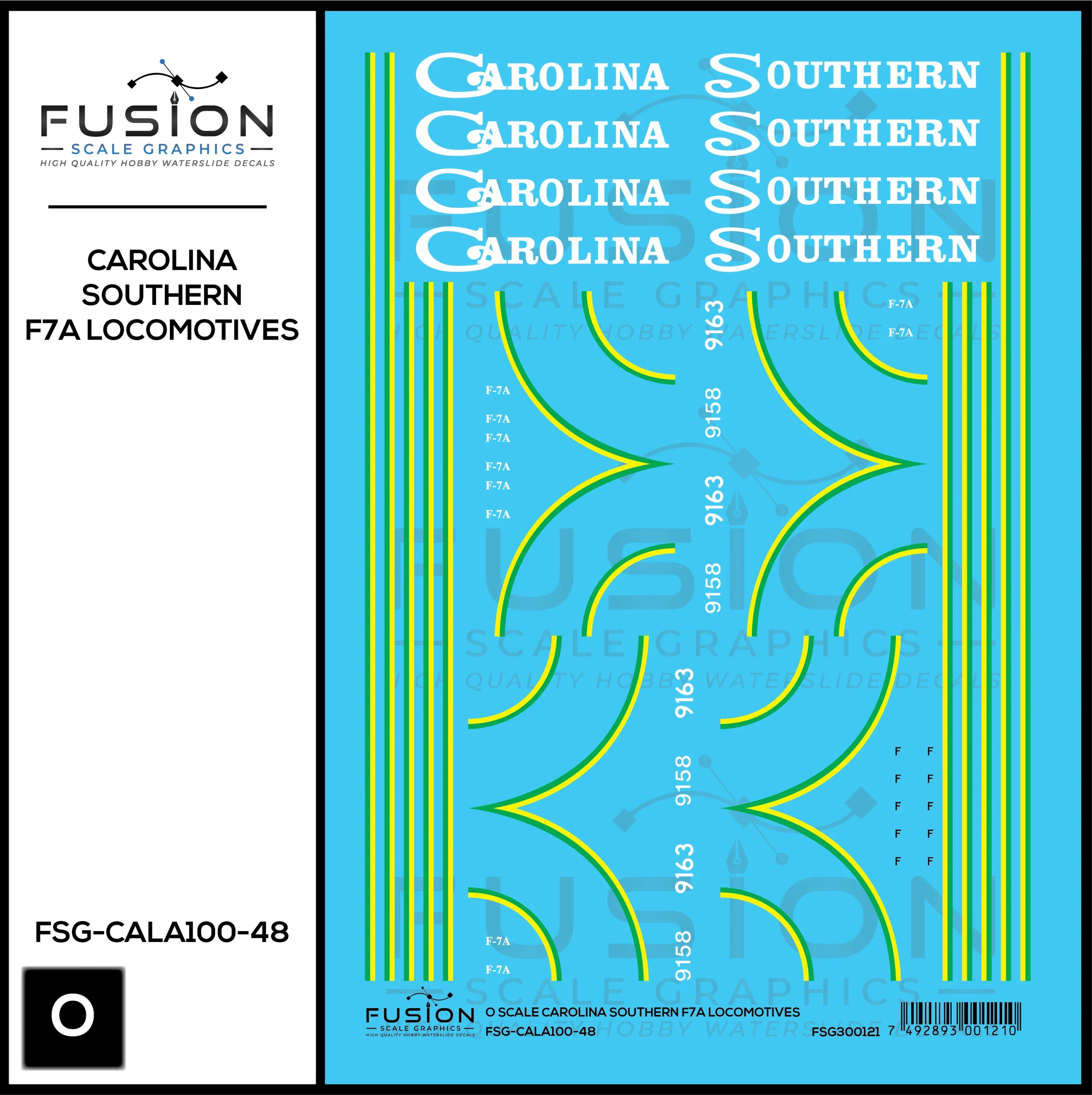 O Scale Carolina Southern EMD F7 Locomotives Decal Set - Fusion Scale Graphics
