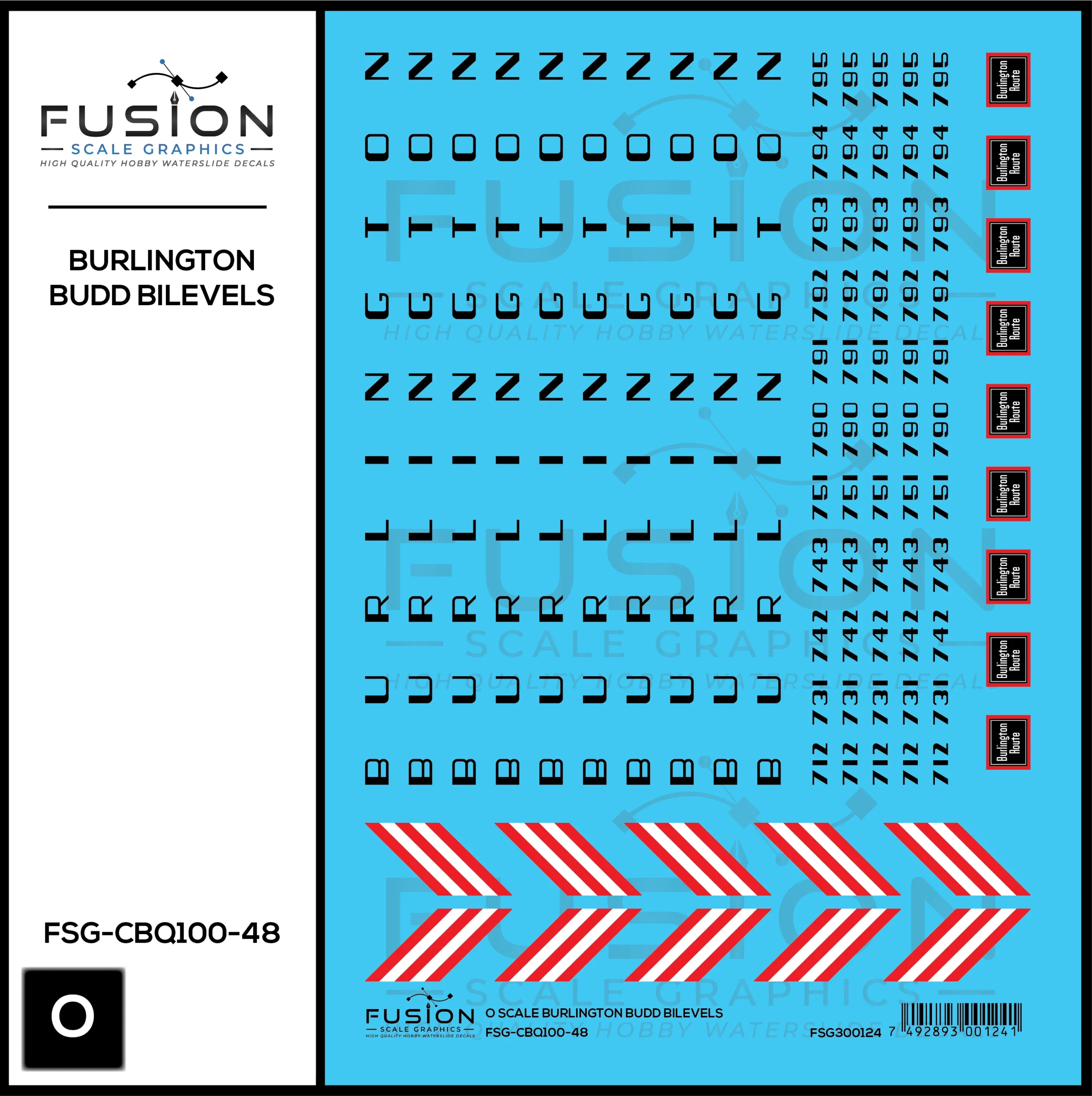 O Scale CBQ Burlington Budd BiLevels Decal Set - Fusion Scale Graphics