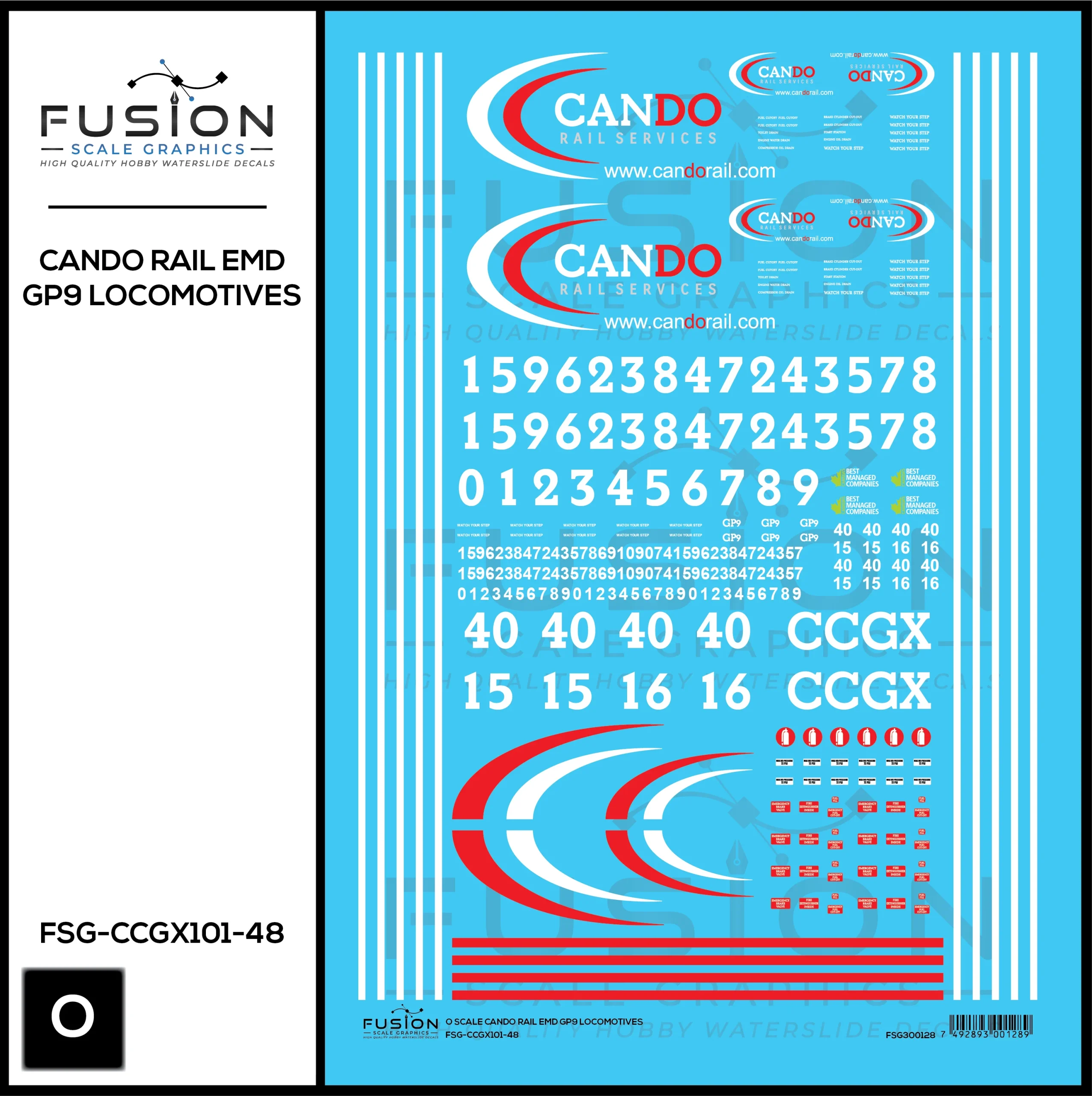 O Scale Cando Rail EMD GP9 Locomotives Decal Set - Fusion Scale Graphics