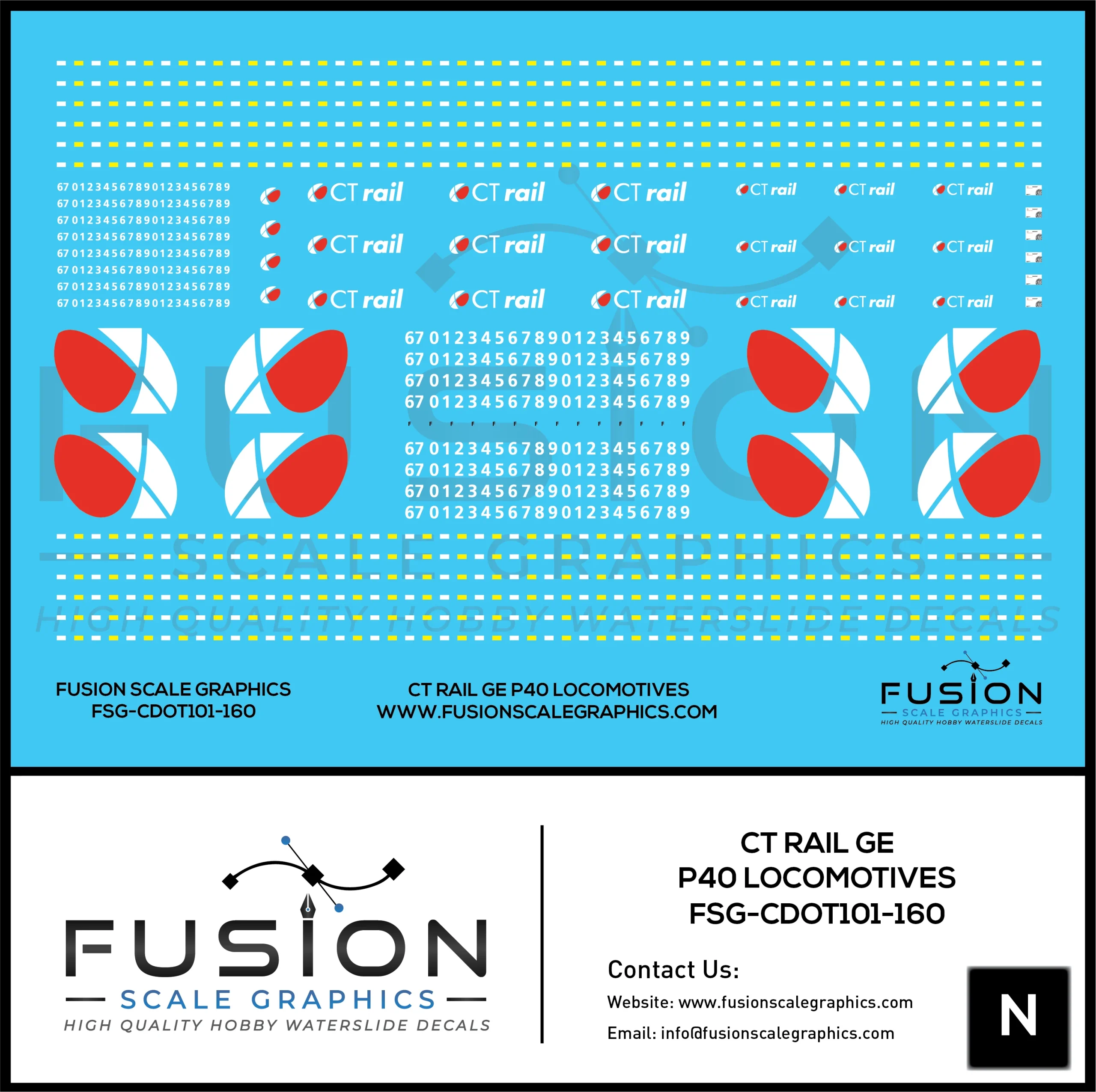N Scale CT Rail GE P40DC Locomotive Decal Set - Fusion Scale Graphics
