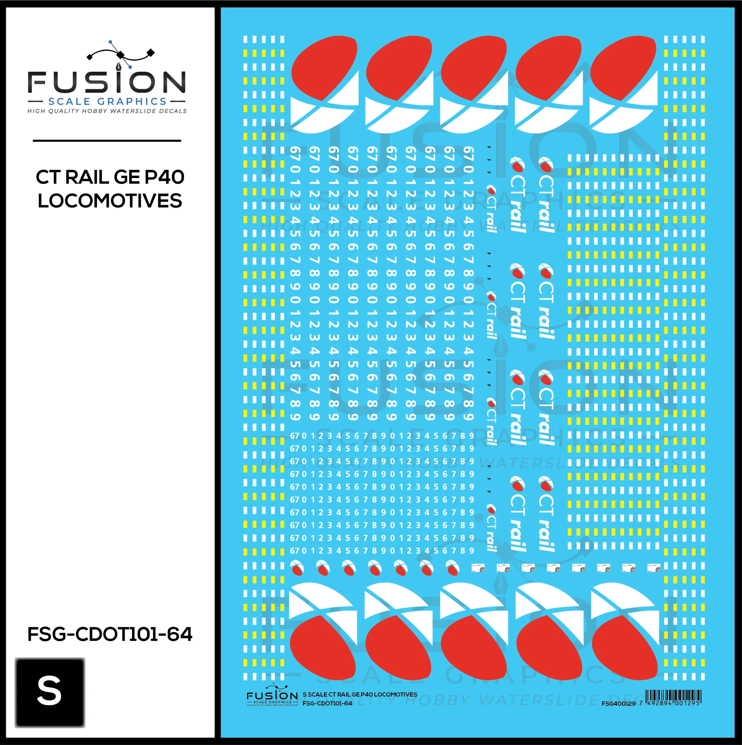 S Scale CT Rail GE P40DC Locomotive Decal Set - Fusion Scale Graphics