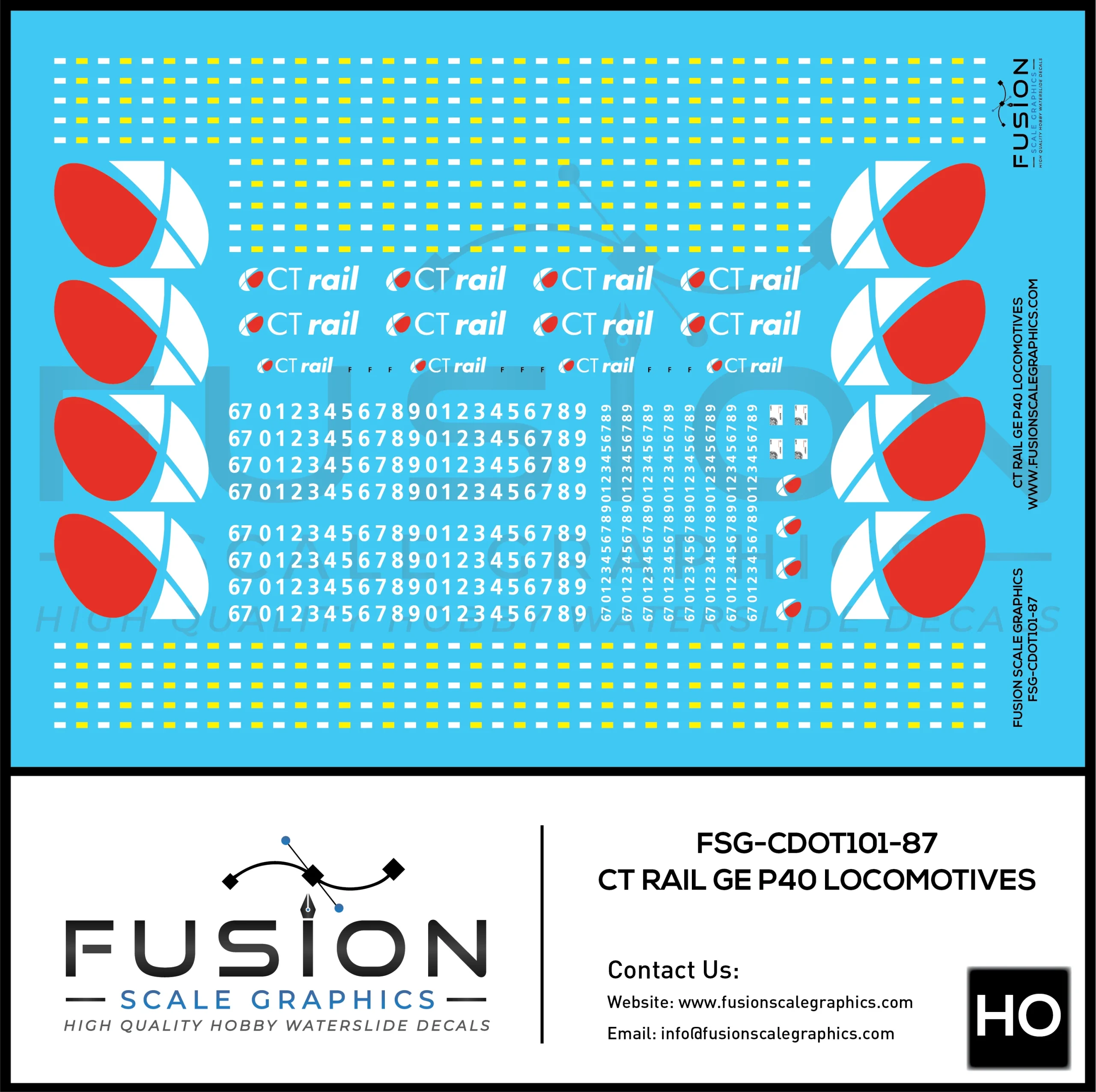 HO Scale CT Rail GE P40DC Locomotive Decal Set - Fusion Scale Graphics