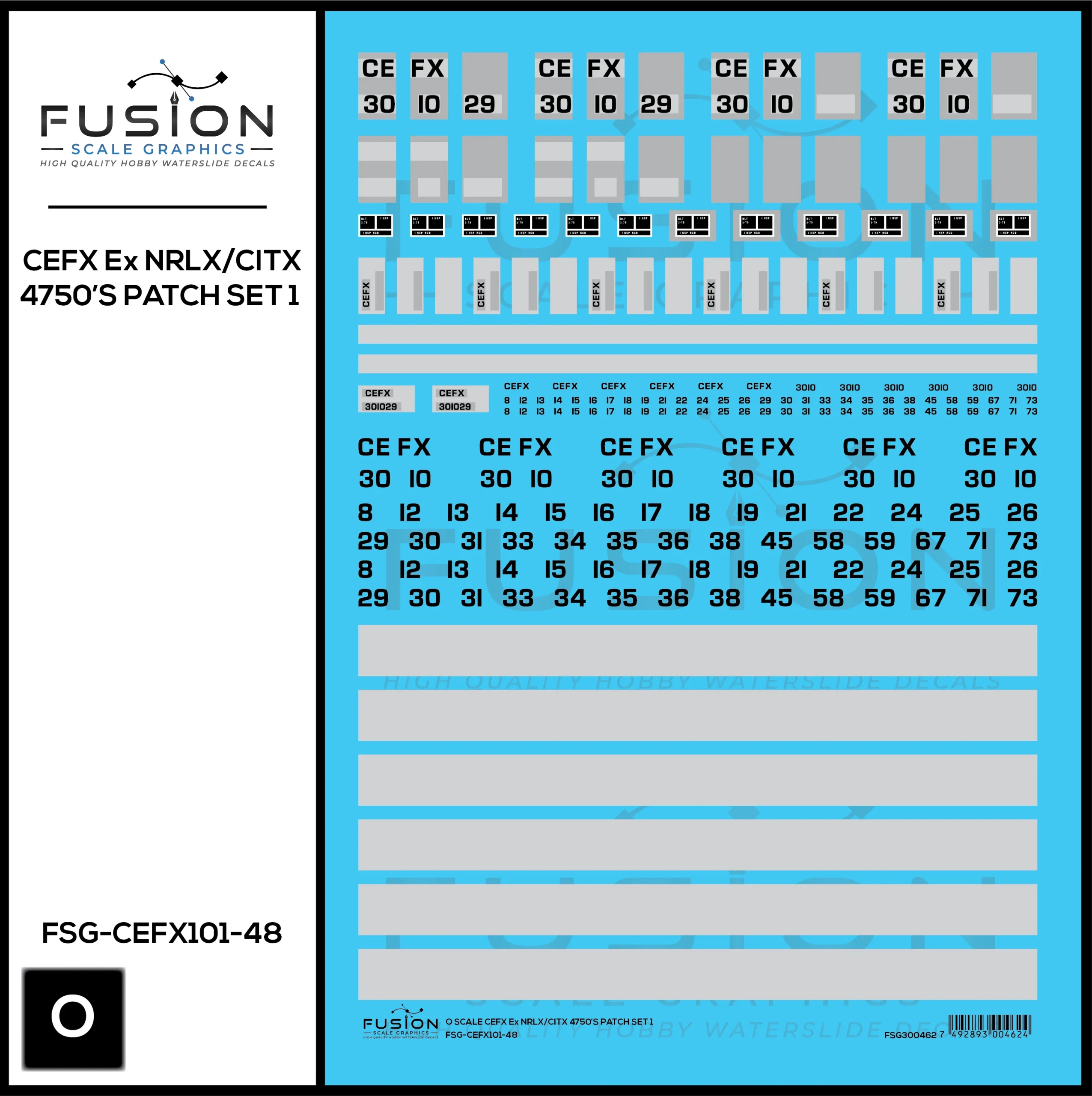 O Scale CEFX Ex NRLX/CITX Foster Farms 4750 Hoppers Patching Decal Set - Fusion Scale Graphics