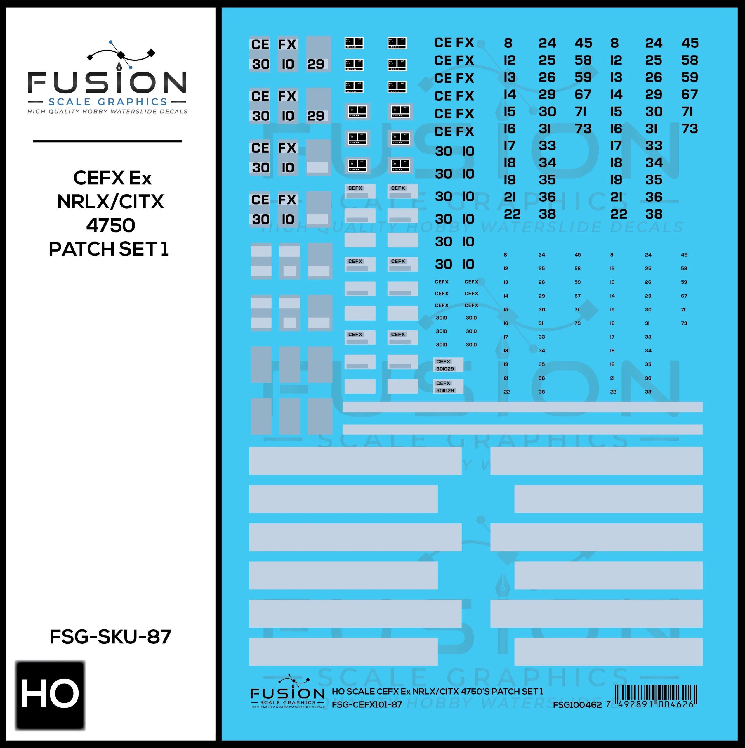 HO Scale CEFX Ex NRLX/CITX Foster Farms 4750 Hoppers Patching Decal Set - Fusion Scale Graphics