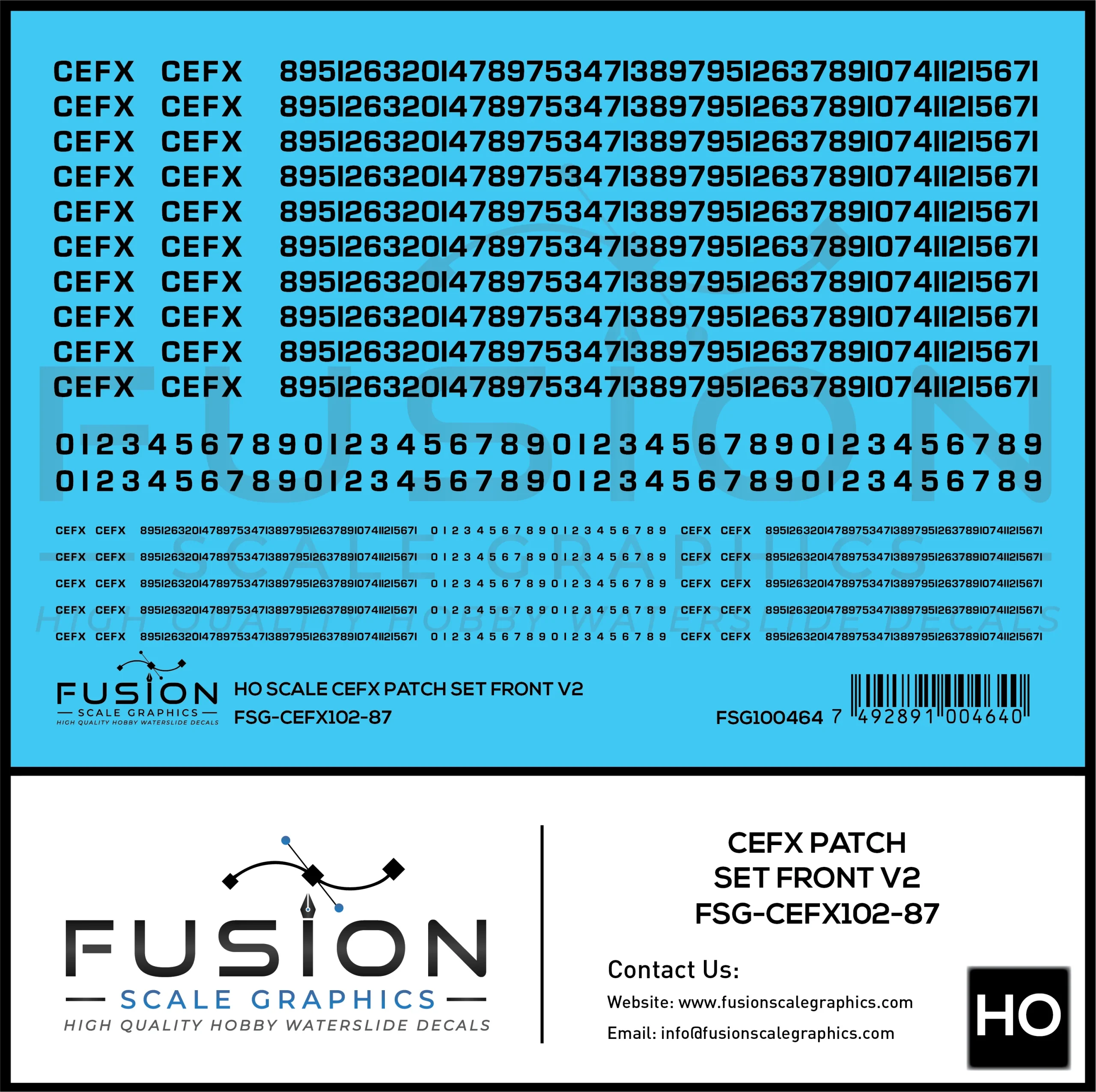 HO Scale CEFX Font V2 Patching Decal Set - Fusion Scale Graphics