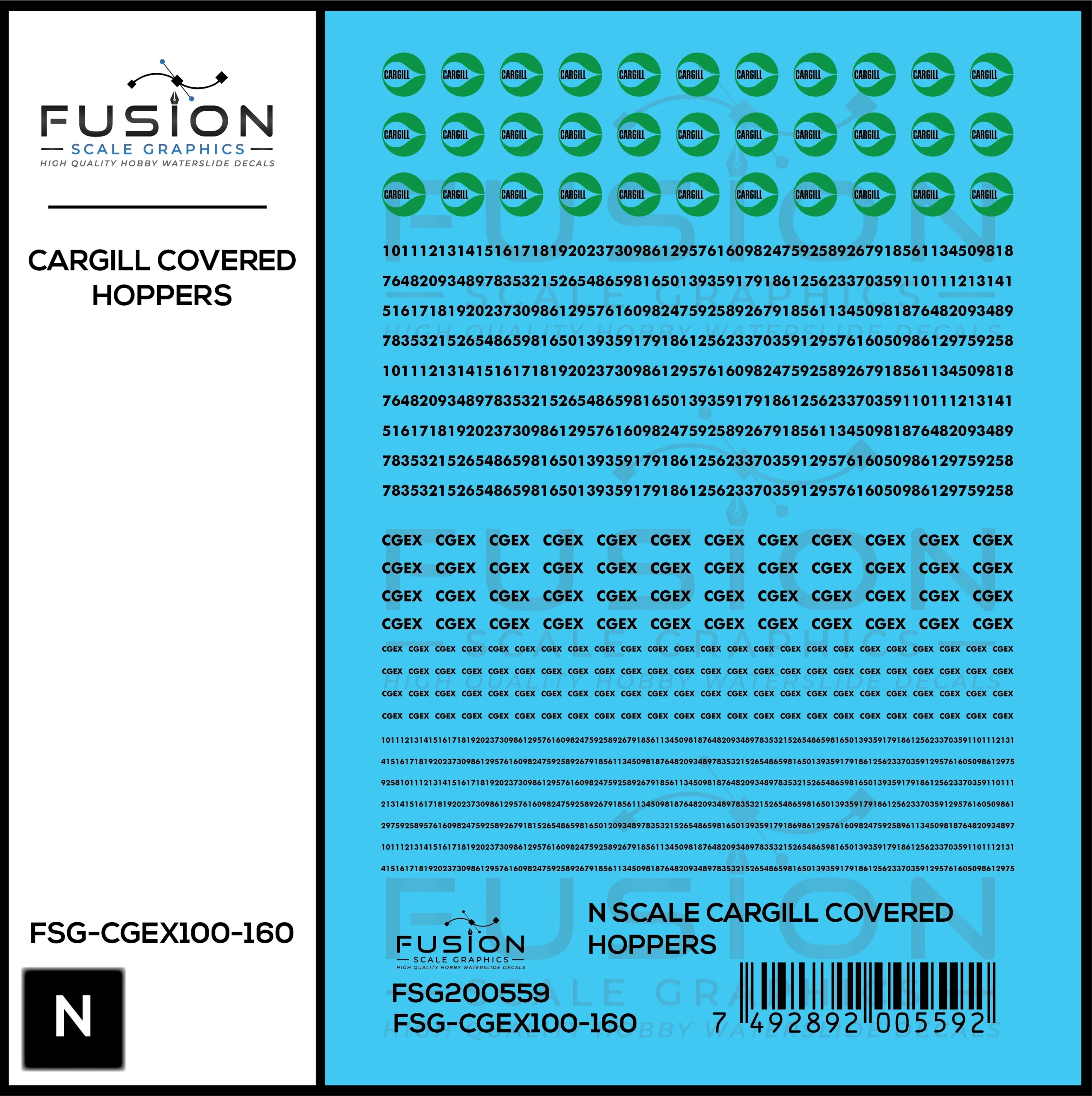 N Scale Cargill Covered Hopper Patch Decal Set - Fusion Scale Graphics
