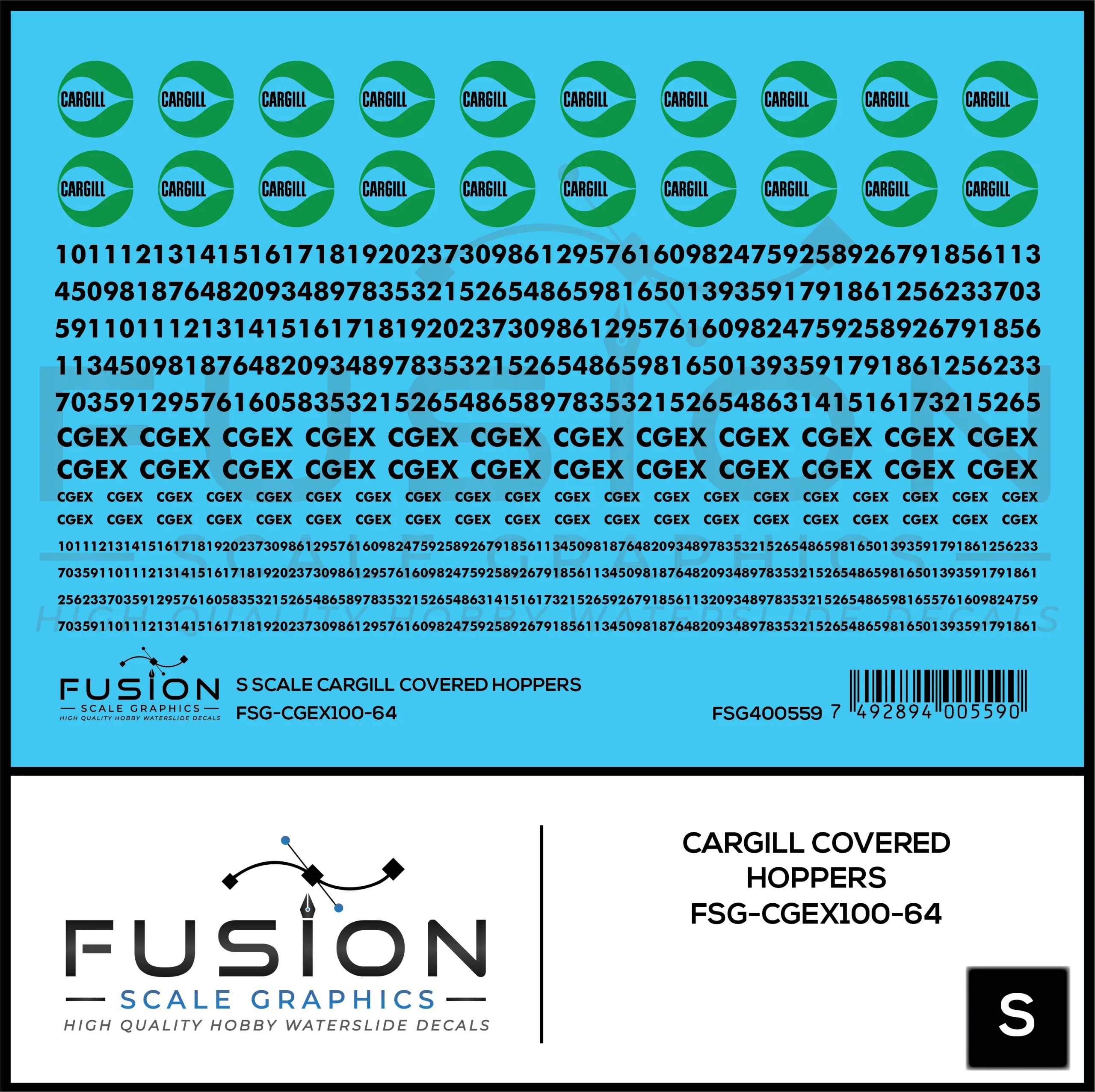 S Scale Cargill Covered Hopper Patch Decal Set - Fusion Scale Graphics