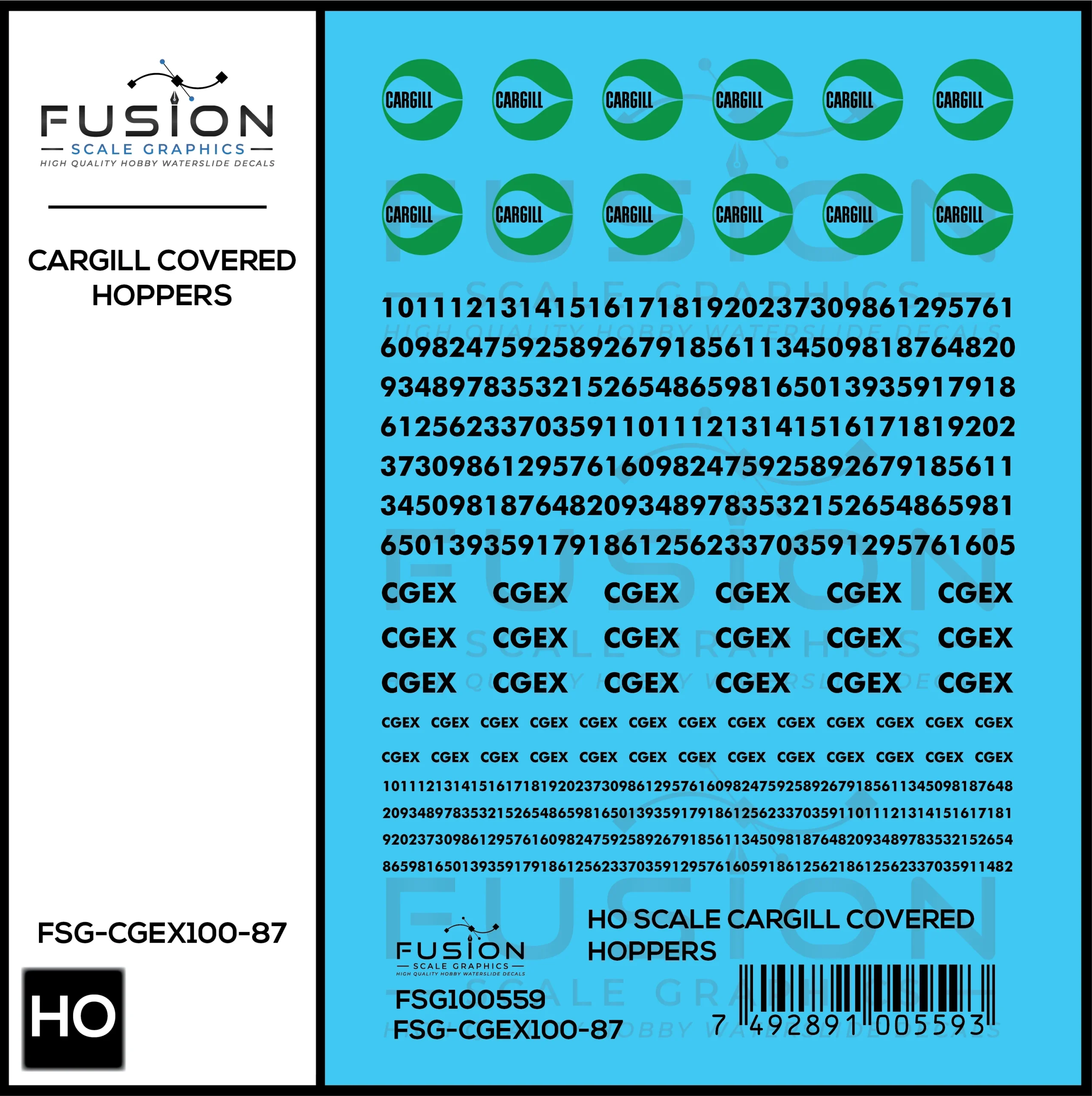 HO Scale Cargill Covered Hopper Patch Decal Set - Fusion Scale Graphics